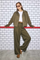 Pleated Detail Palazzo Trousers Jungle Green 