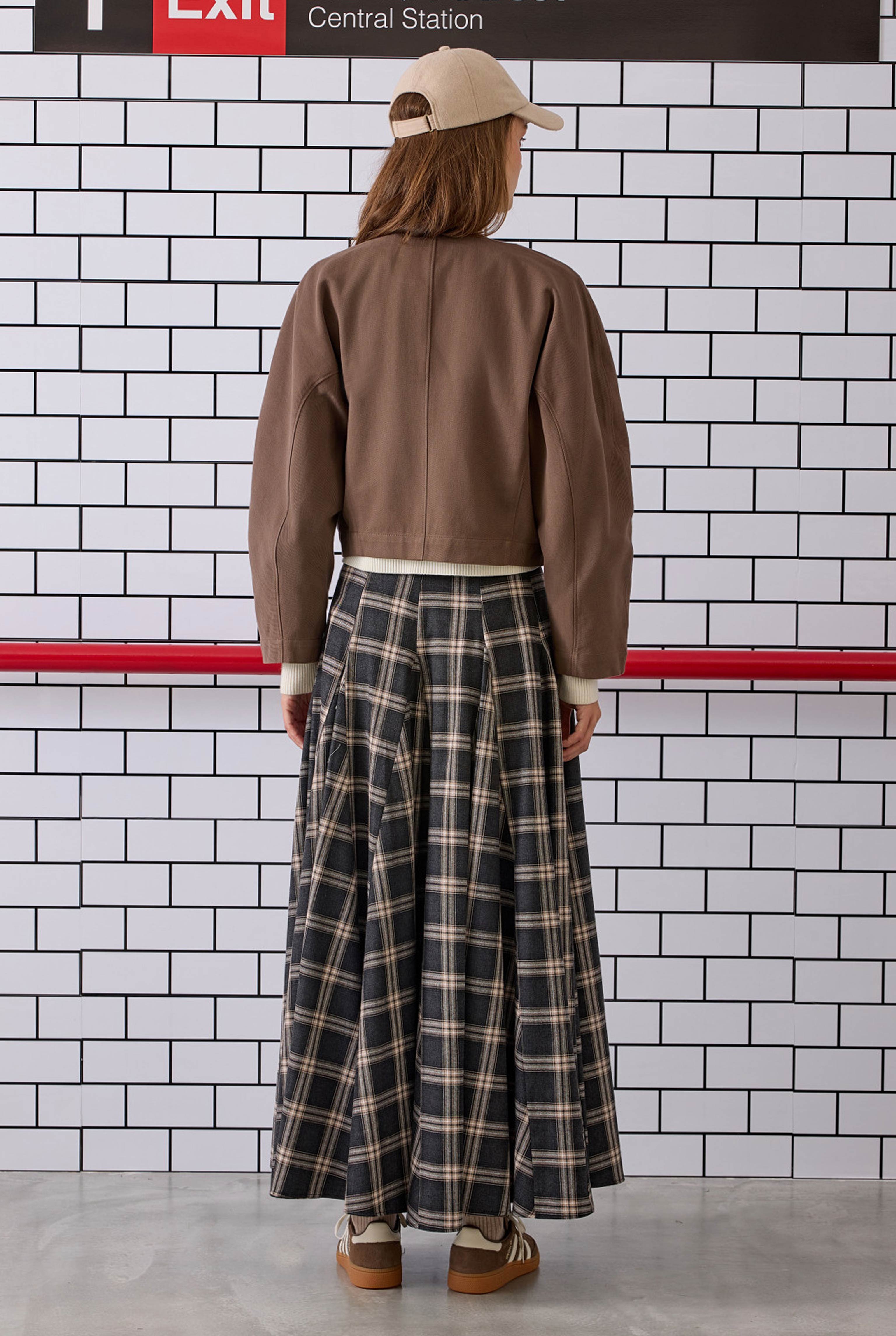 Ruffled Plaid Skirt Anthracite - 5
