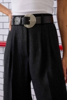 Belt With Oval Metal Buckle Black 