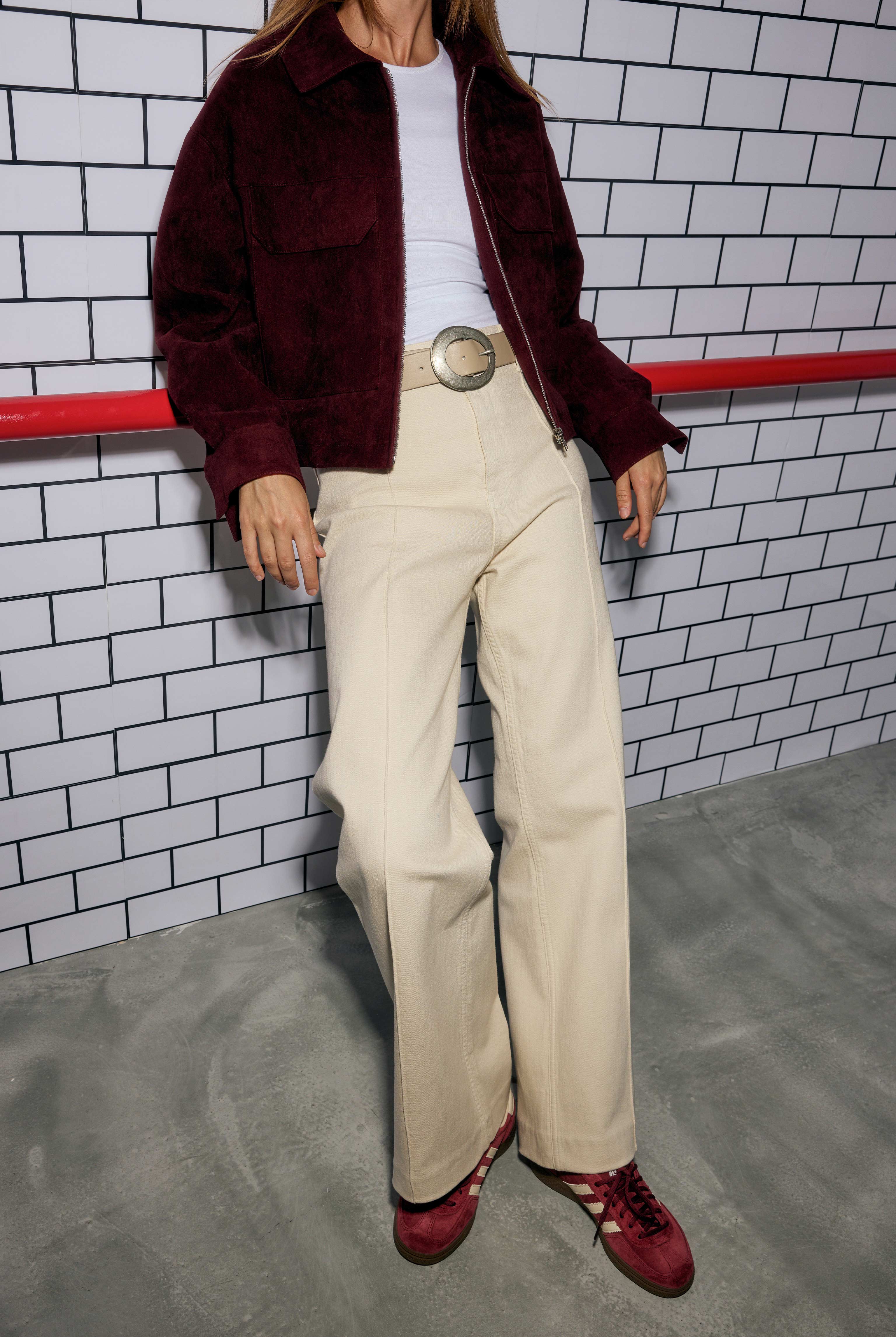 Pintuck Denim Trousers Ecru - 3