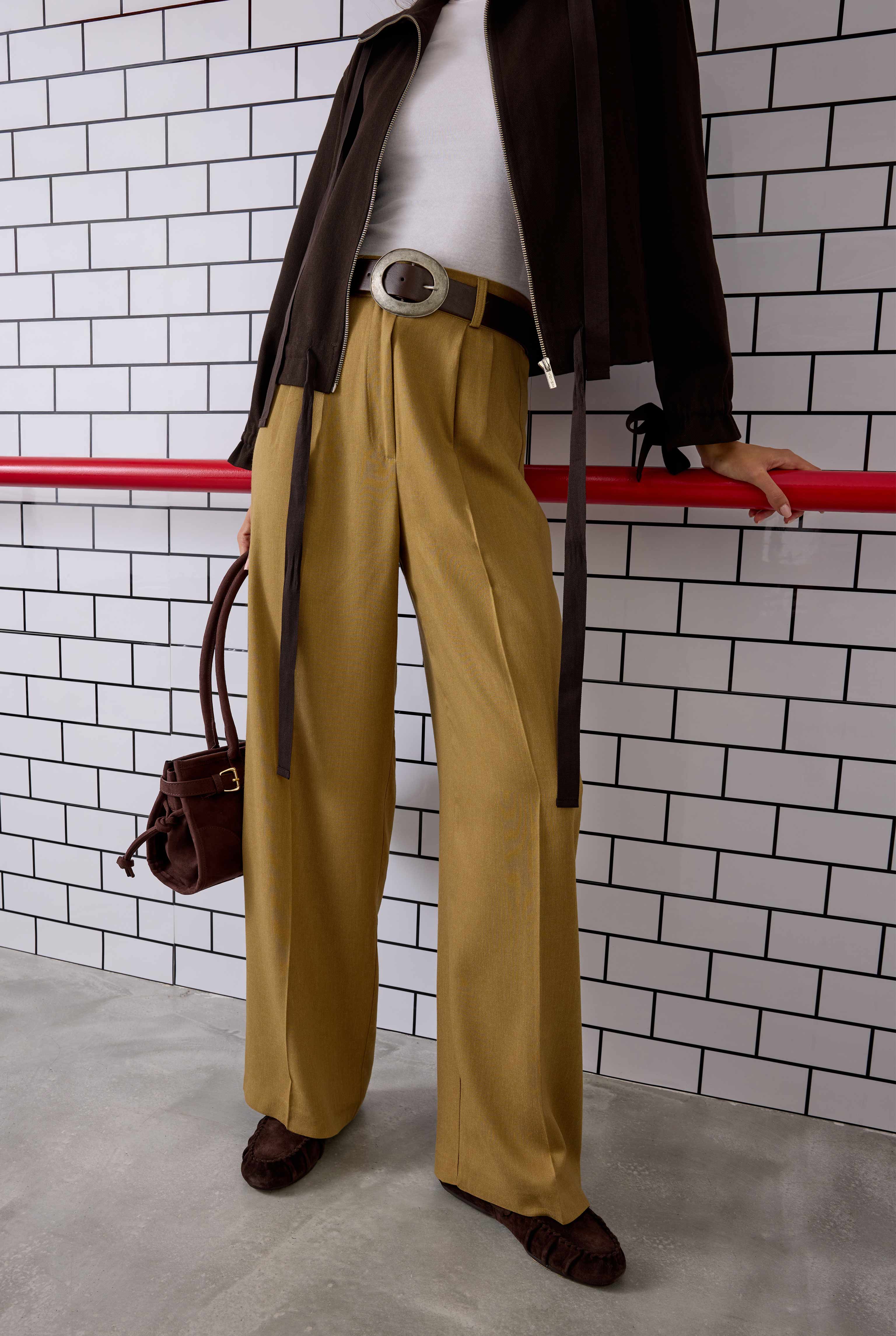 Belt With Metal Ring Buckle Dark Brown - 2