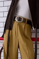 Belt With Metal Ring Buckle Dark Brown 