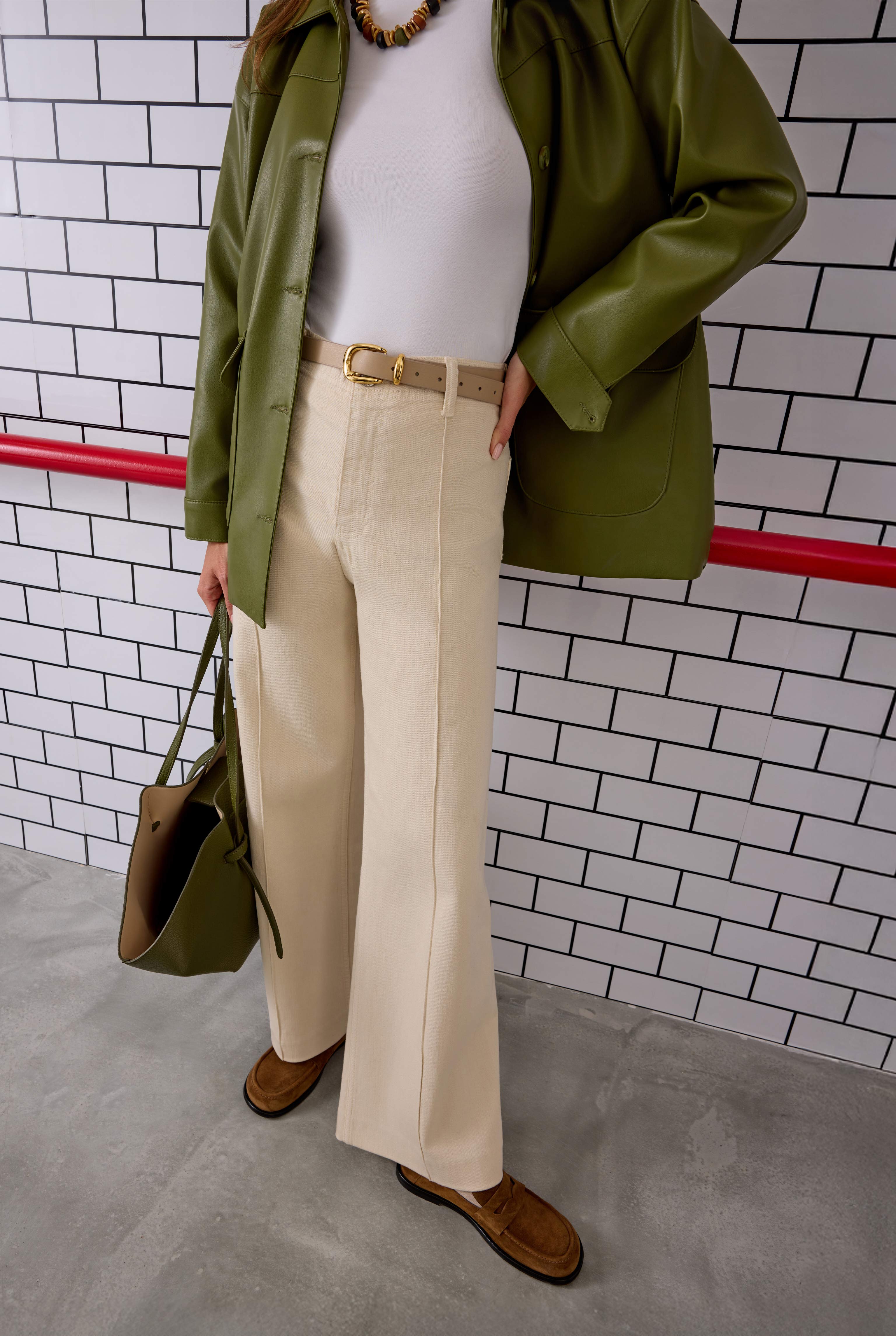Belt With Gold Buckle Beige - 3