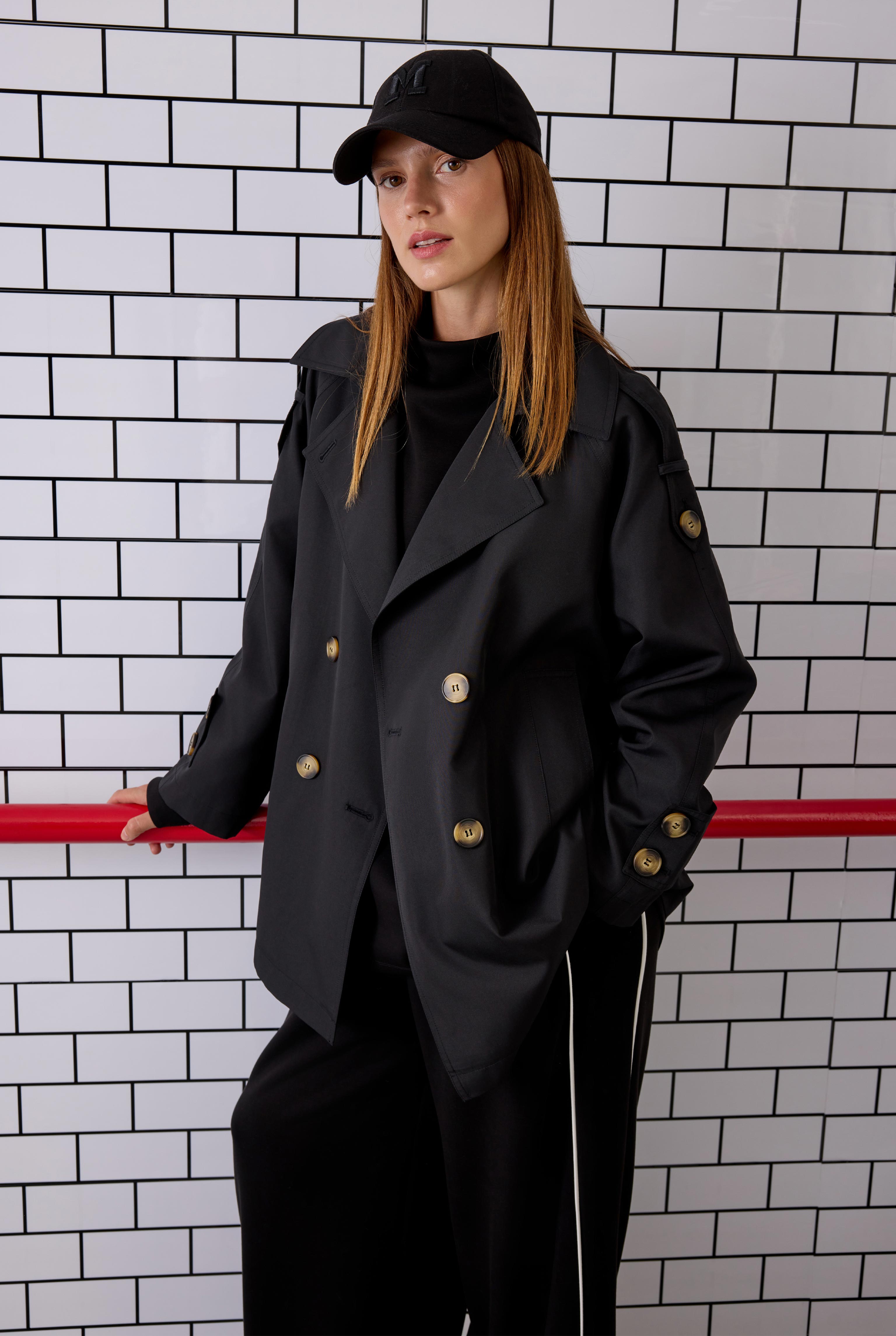 Double Breasted Trenchcoat Black - 2
