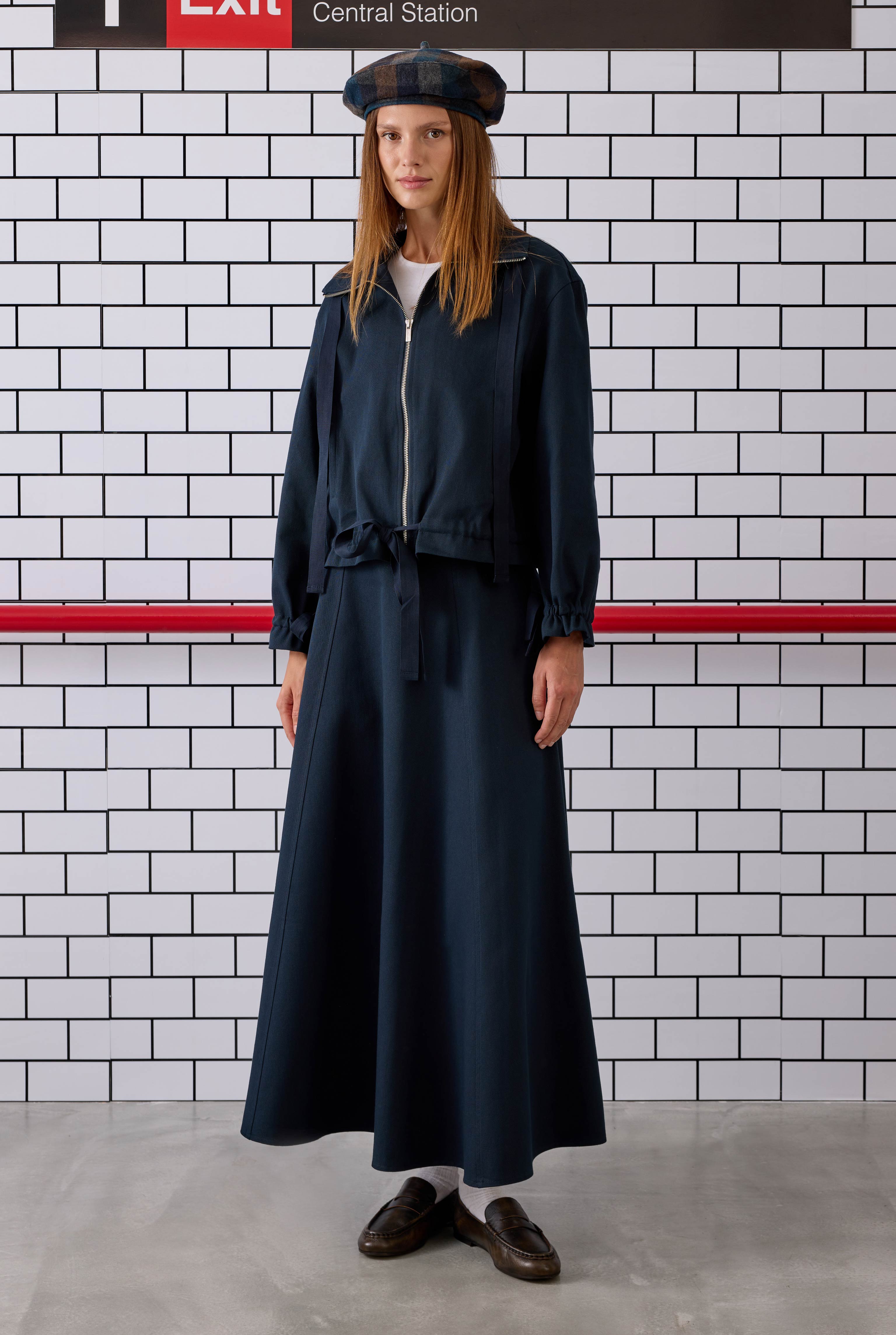 Paneled Helen Skirt Navy Blue - HE-QA