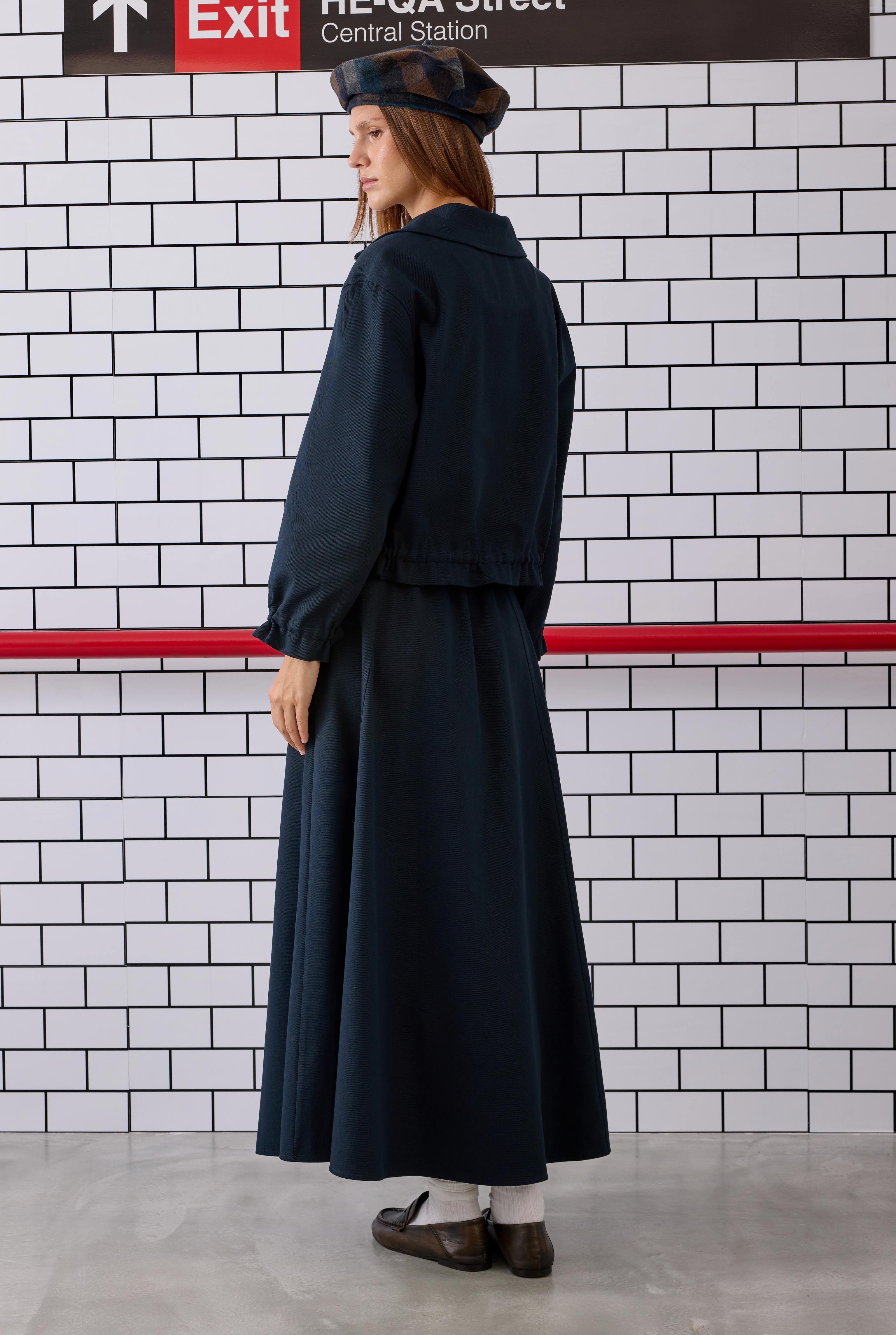Paneled Helen Skirt Navy Blue - 4