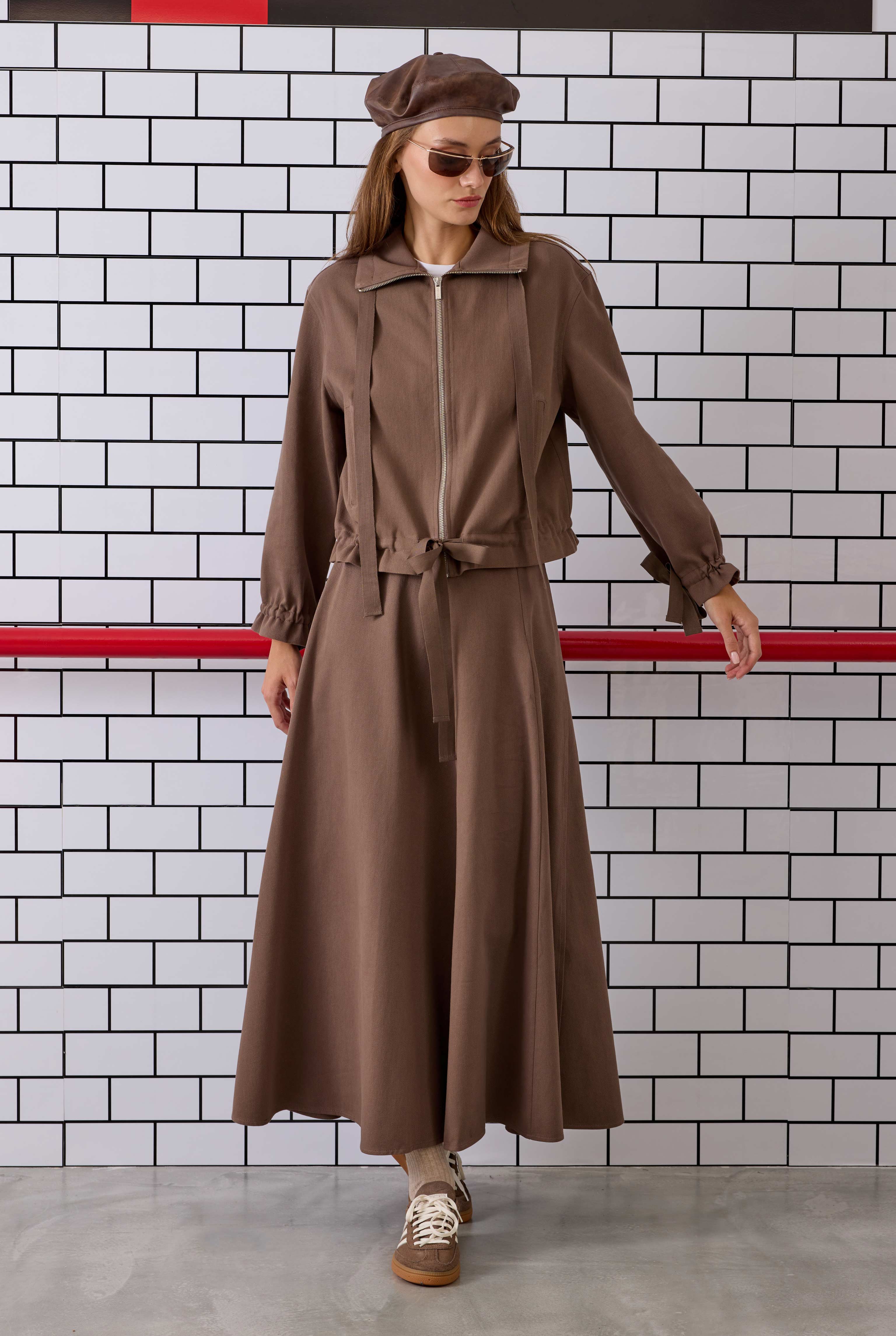 Paneled Helen Skirt Dusty Brown - HE-QA