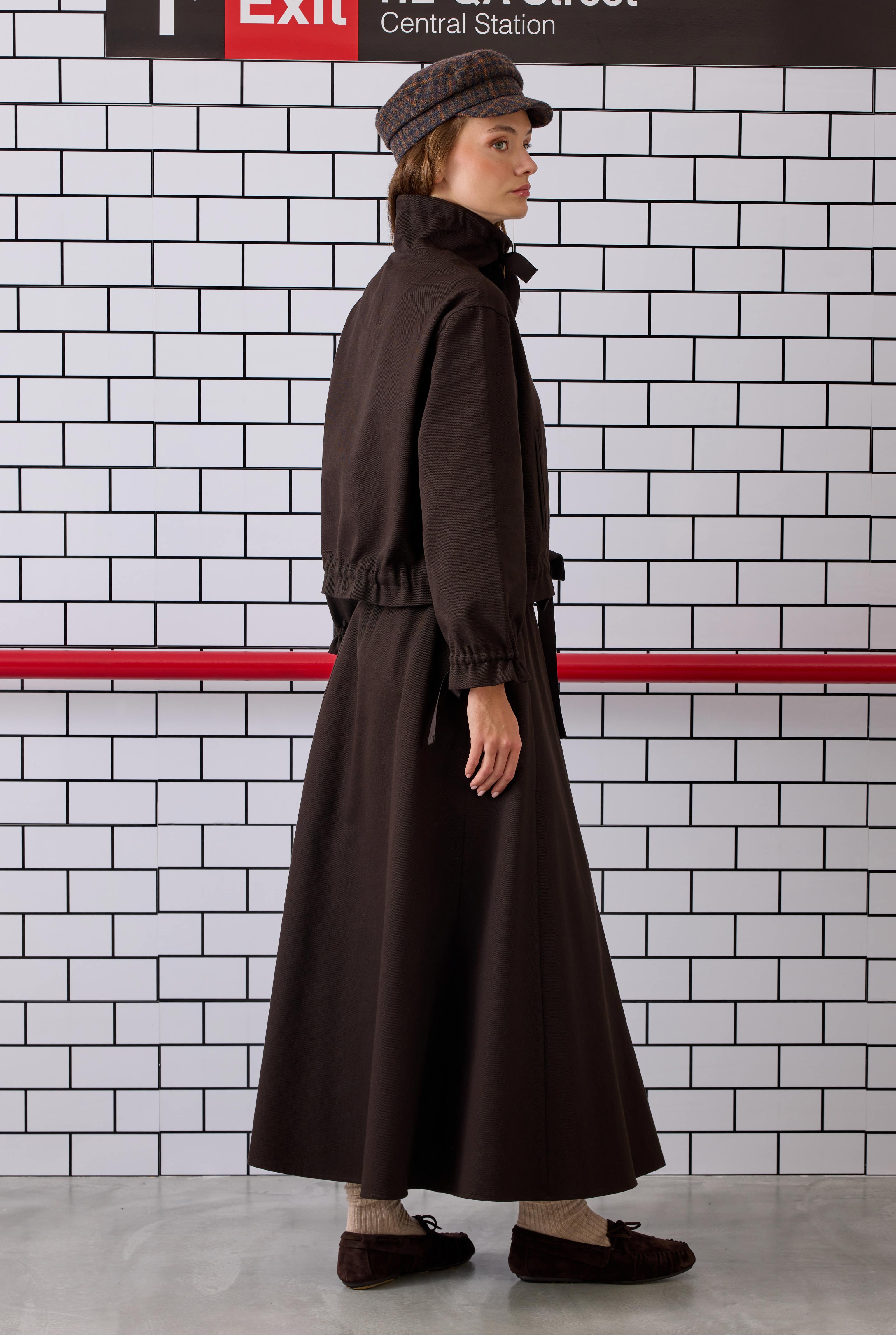 Paneled Helen Skirt Dark Brown - 2