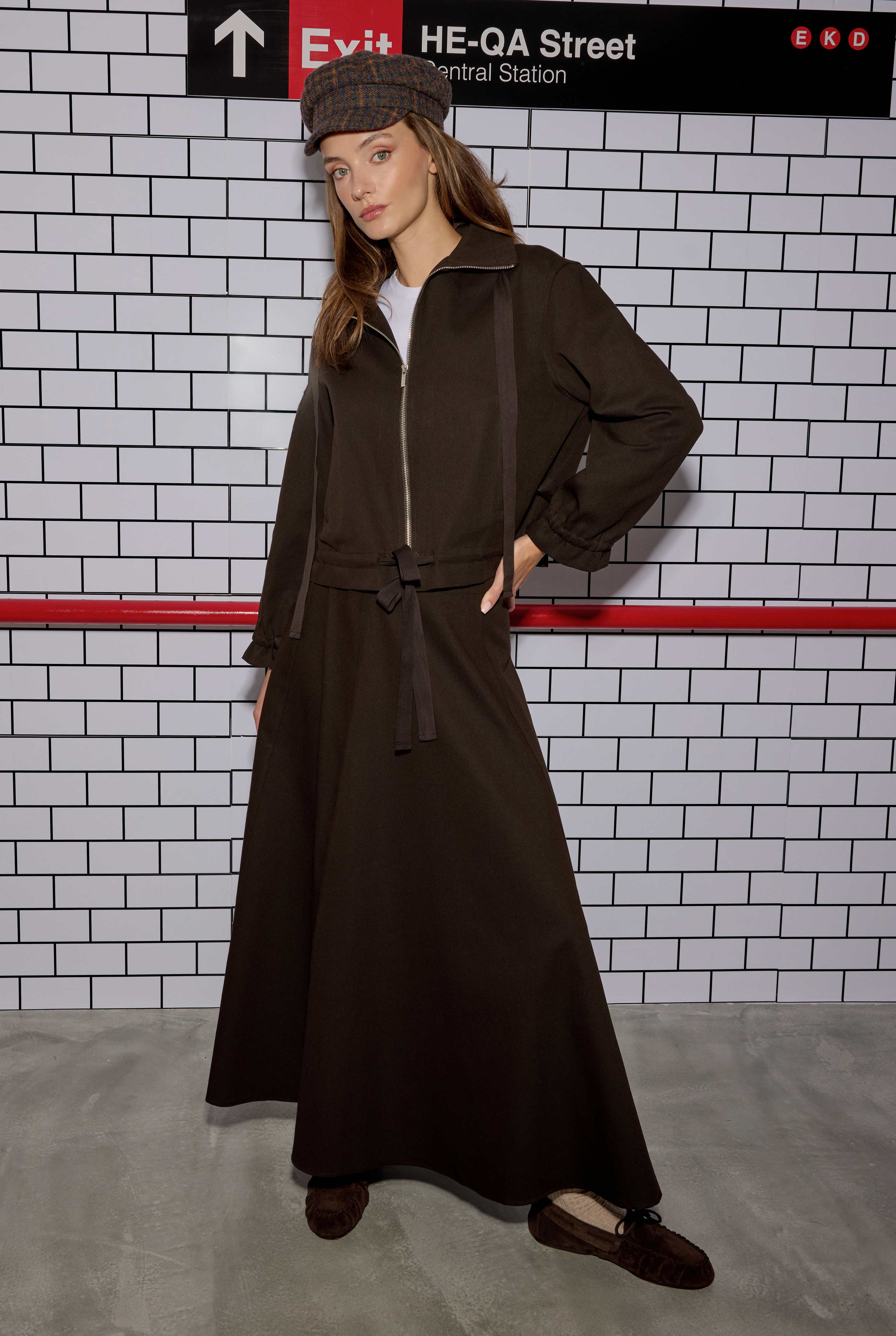 Paneled Helen Skirt Dark Brown - HE-QA