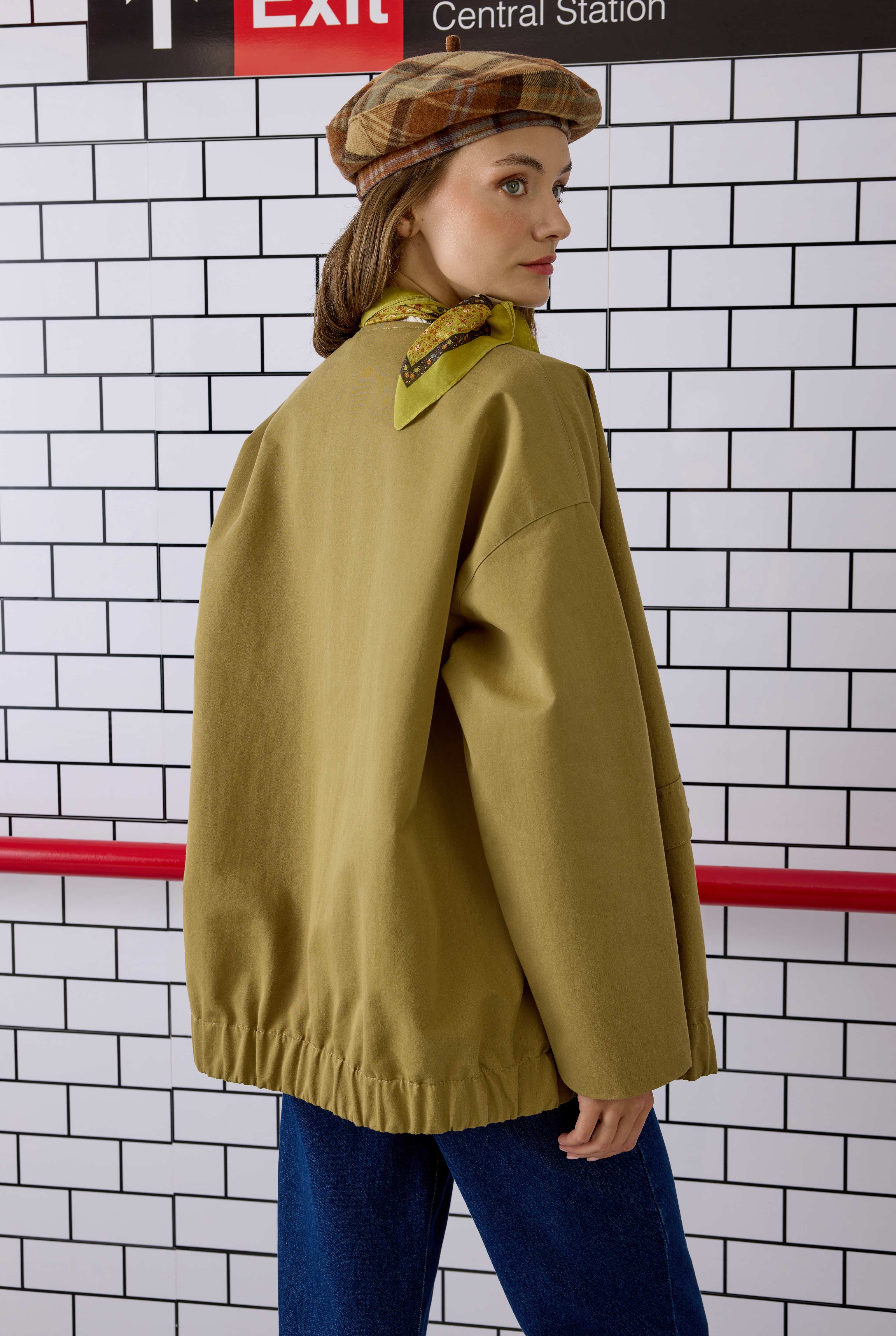 Canvas Bomber Jacket Khaki - 3