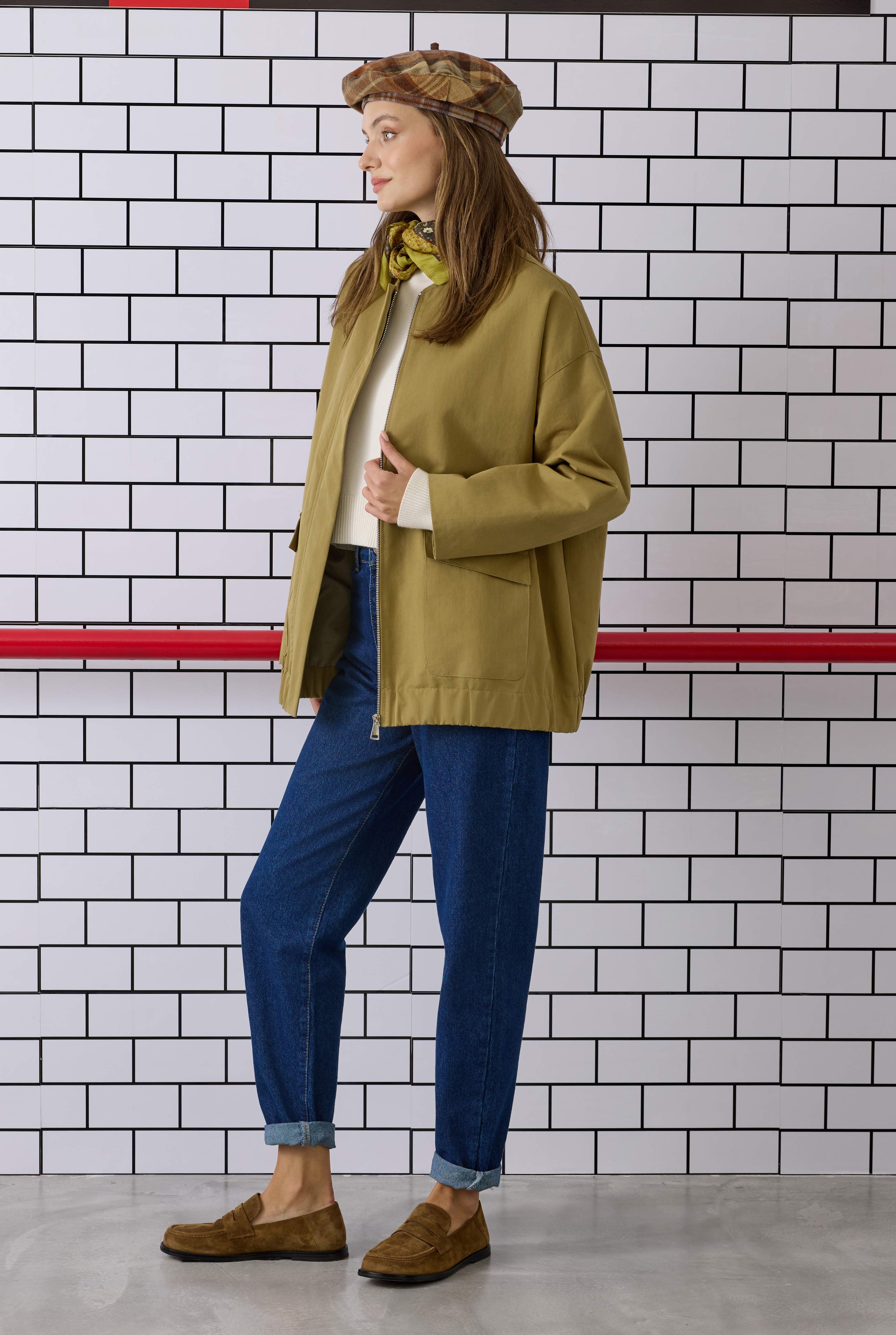 Canvas Bomber Jacket Khaki - 5