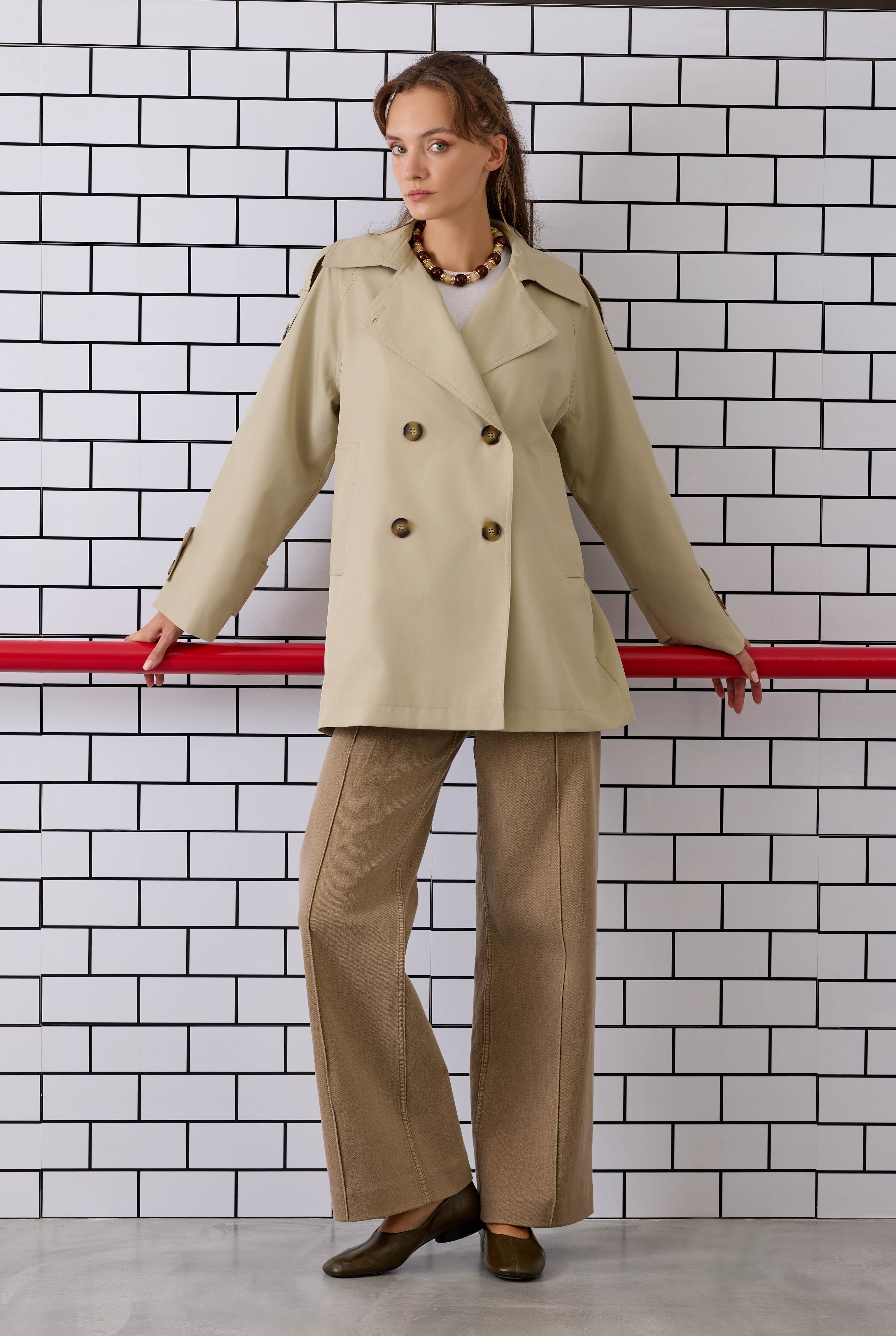 Double Breasted Trenchcoat Sage Green - 6