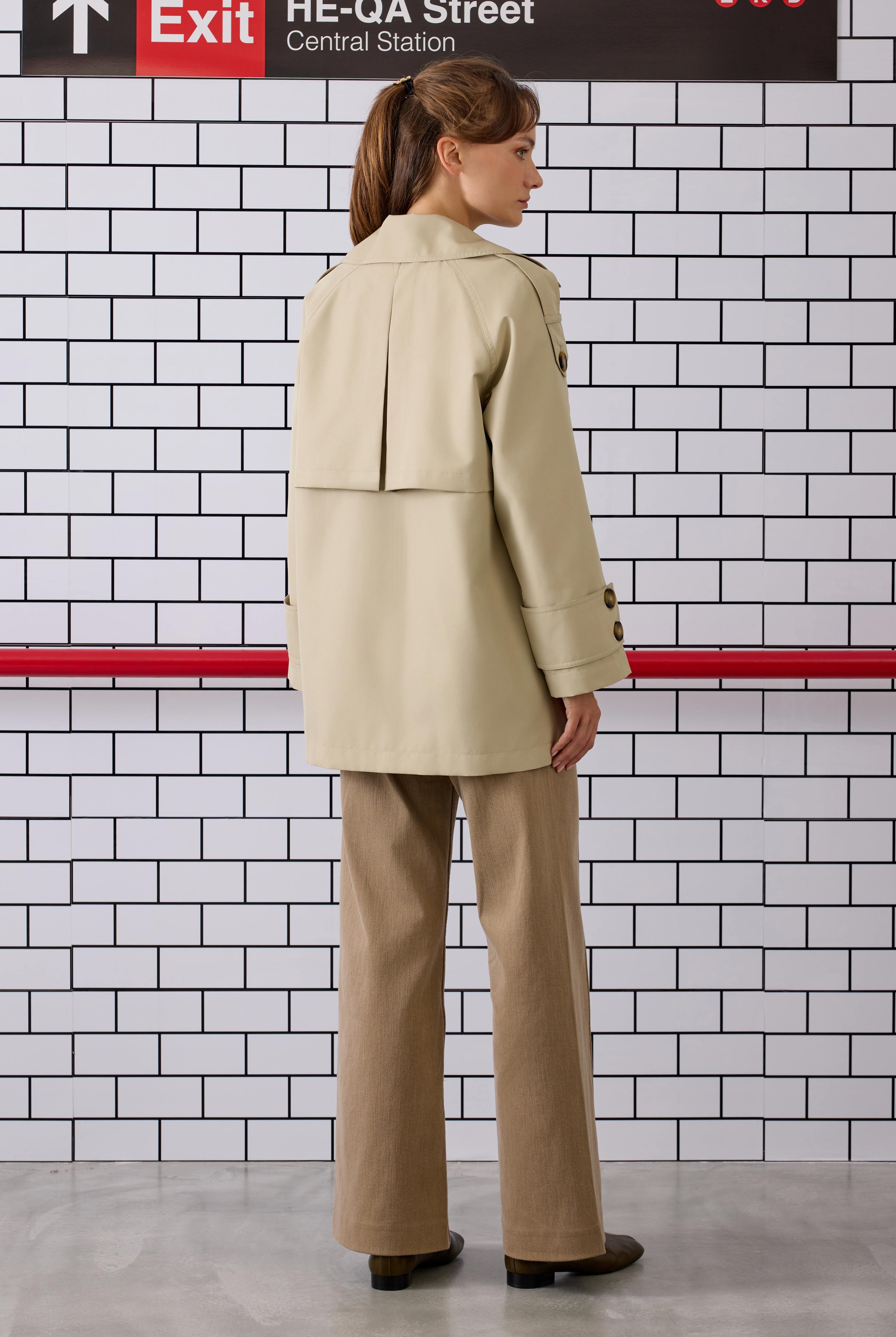 Double Breasted Trenchcoat Sage Green - 7