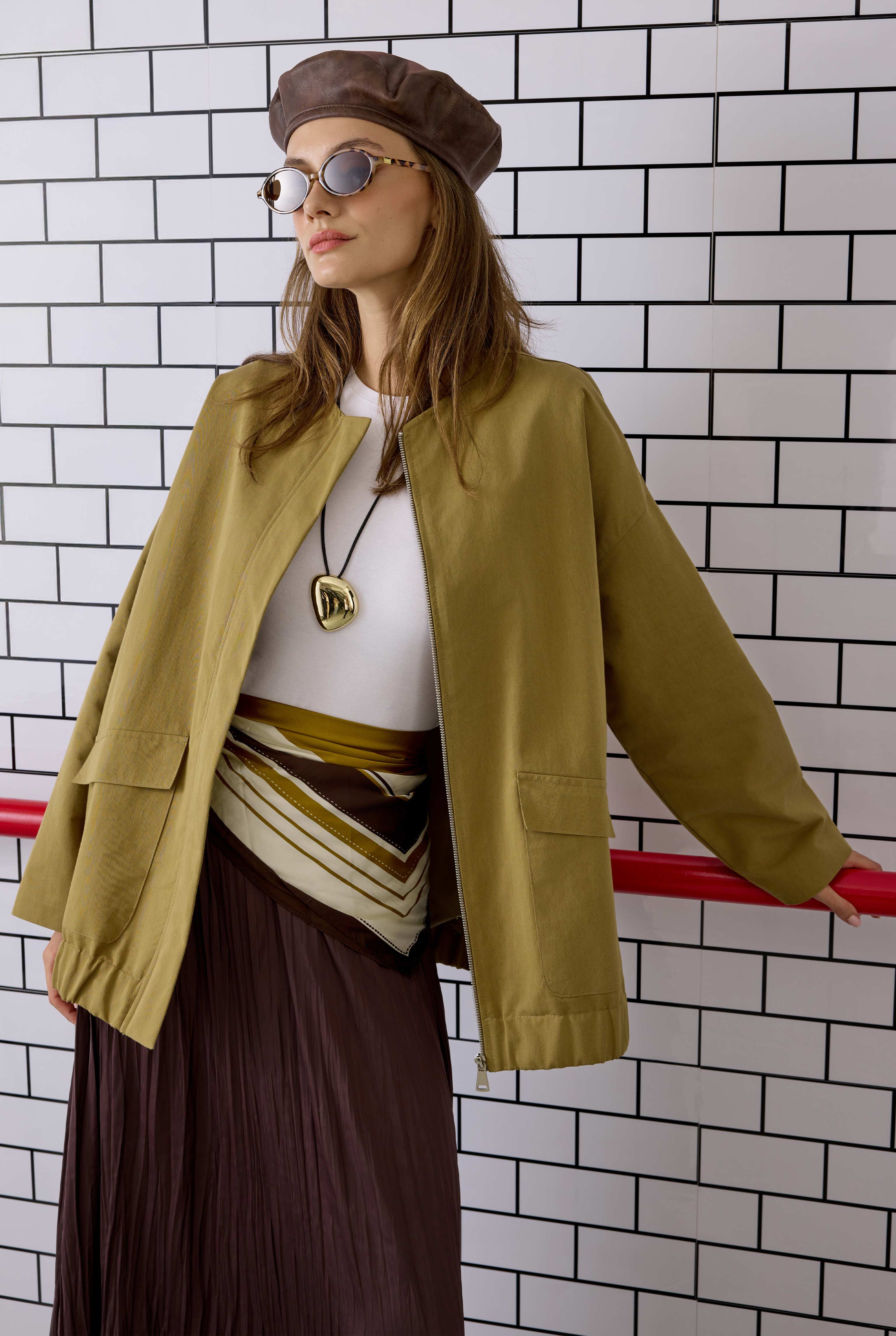 Canvas Bomber Jacket Khaki - 8