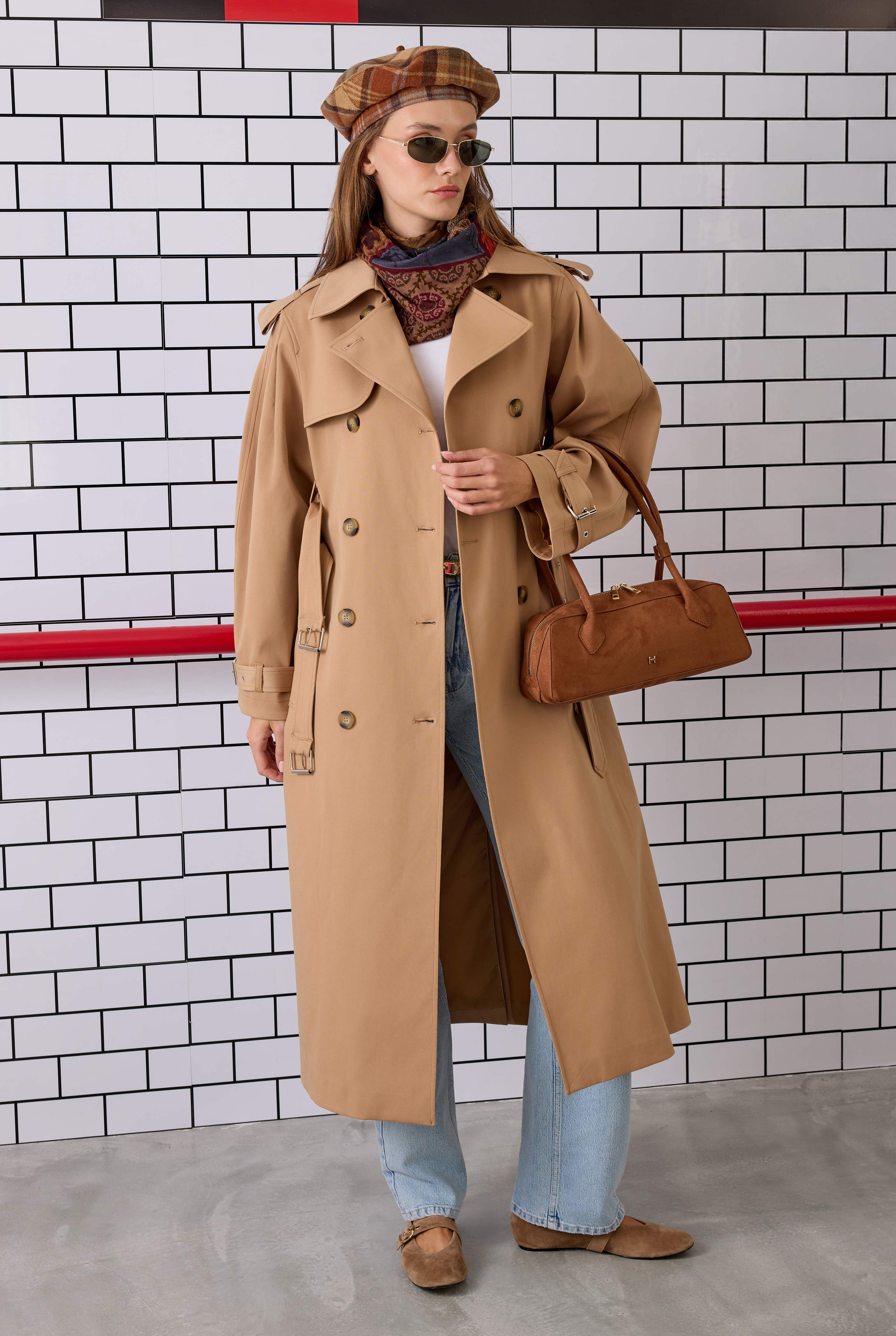Double-Belted Trenchcoat Camel - 7