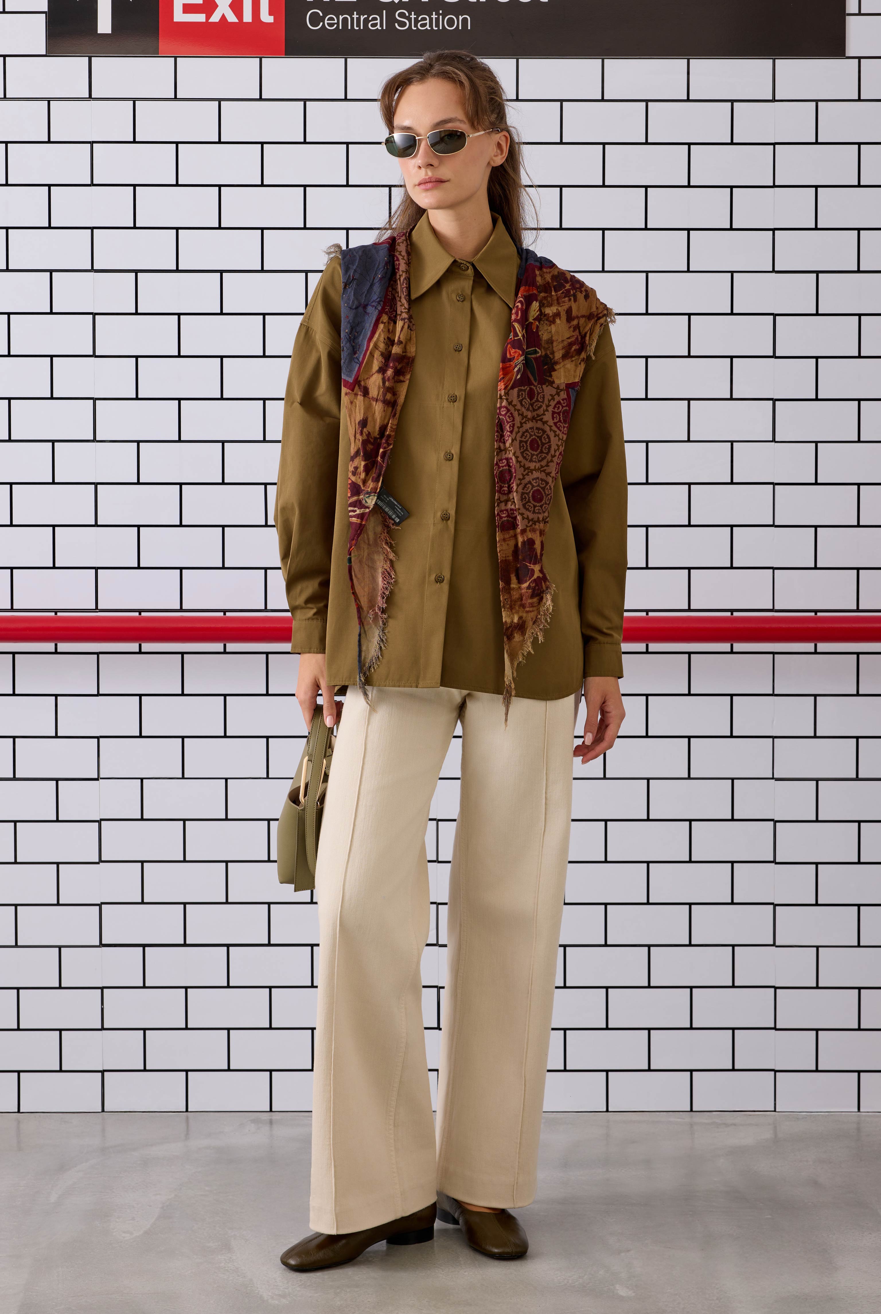 Pintuck Denim Trousers Ecru - 11