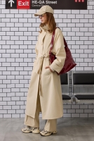 Funnel Neck Long Trenchcoat Cream 