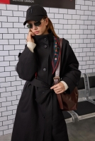 Funnel Neck Long Trenchcoat Black 