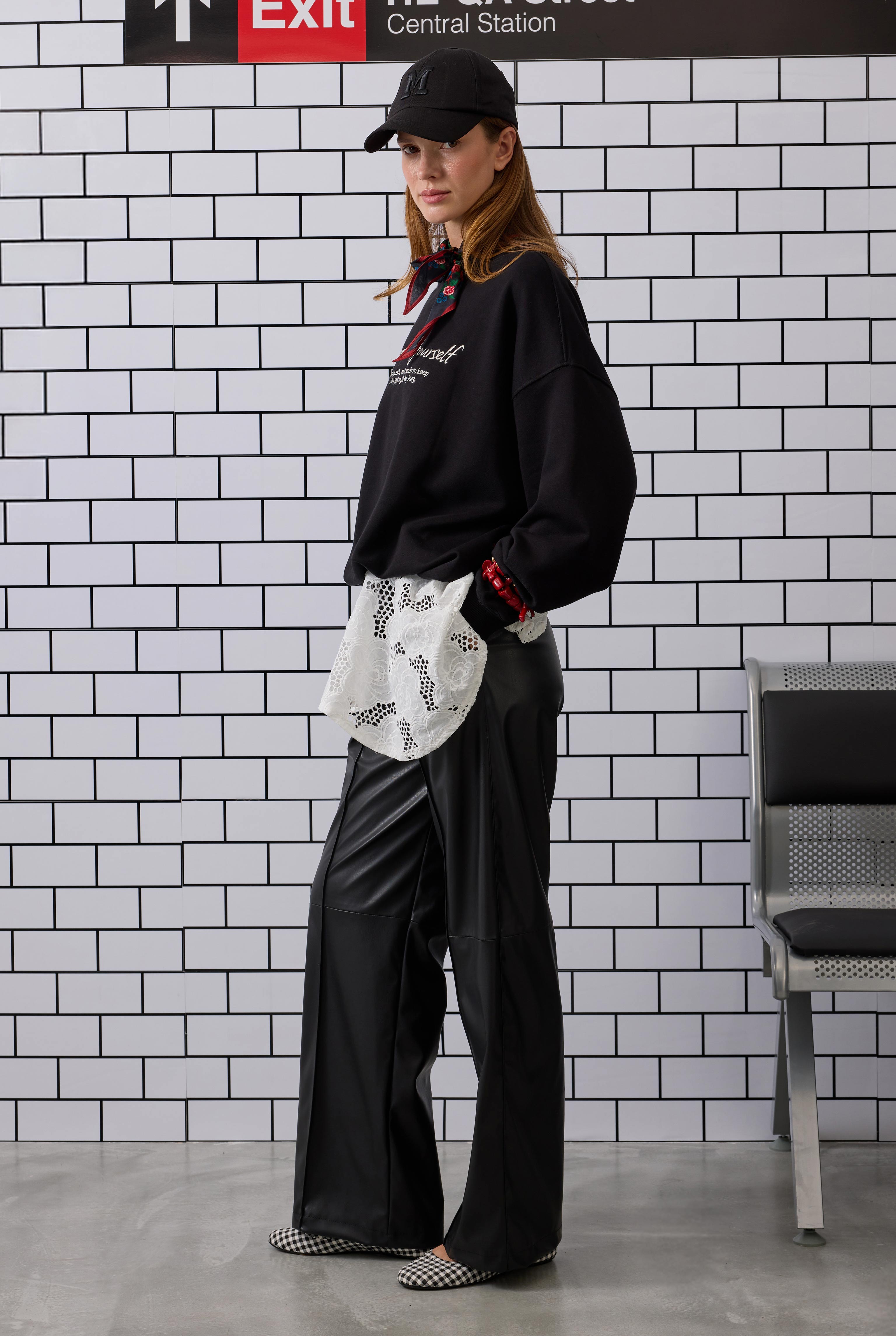 Relaxed-fit Leather Trousers Black - 4