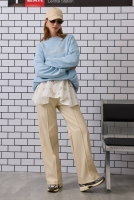 Relaxed-fit Leather Trousers Bone 