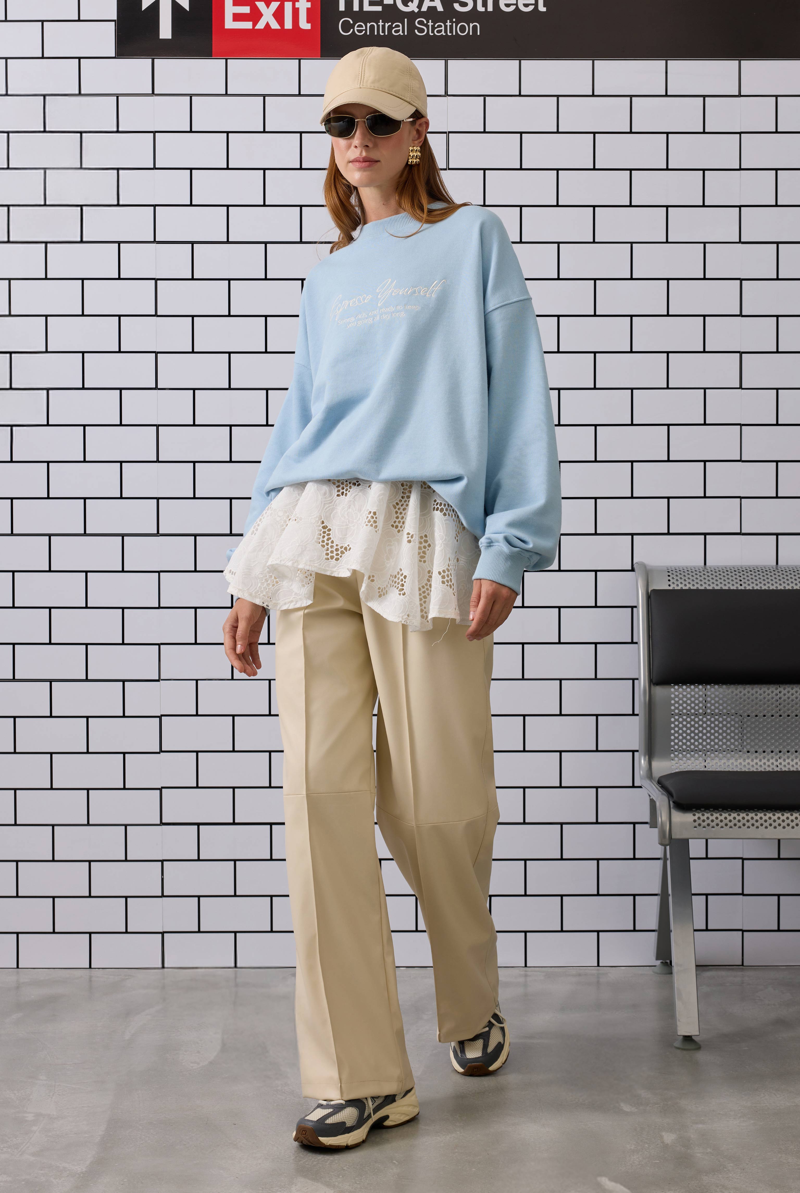 Relaxed-fit Leather Trousers Bone - 2