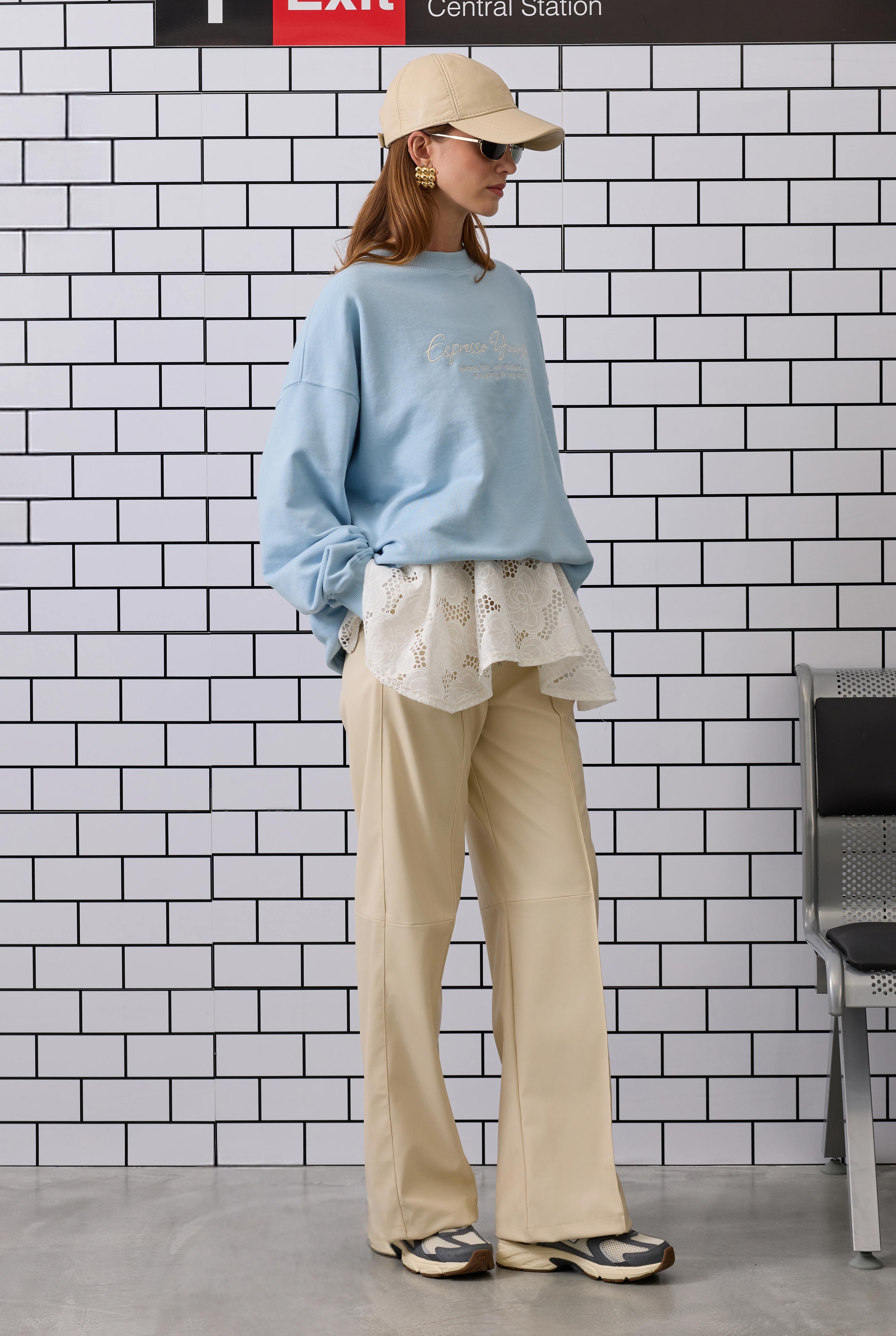 Relaxed-fit Leather Trousers Bone - 4