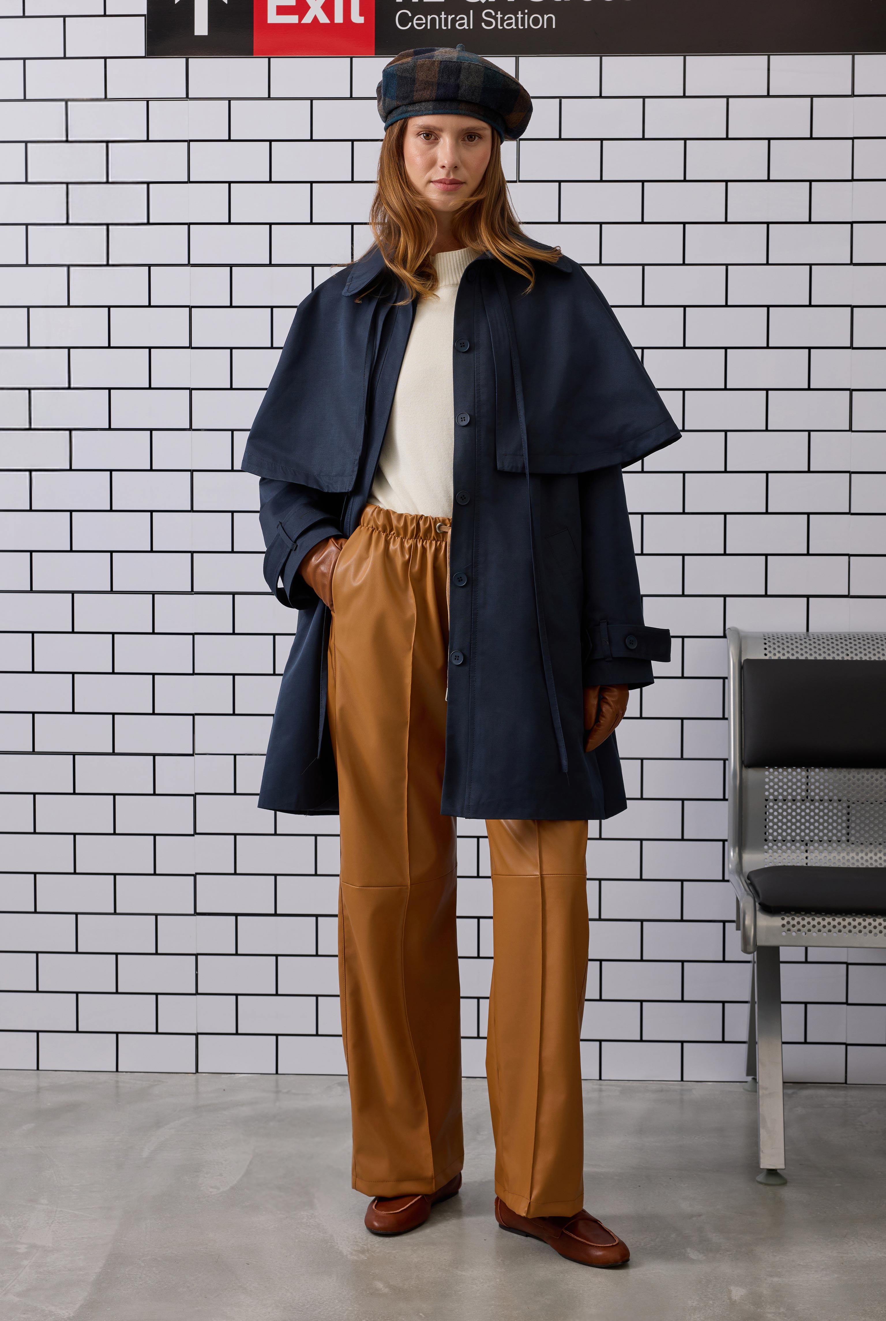 Relaxed-fit Leather Trousers Camel - 3
