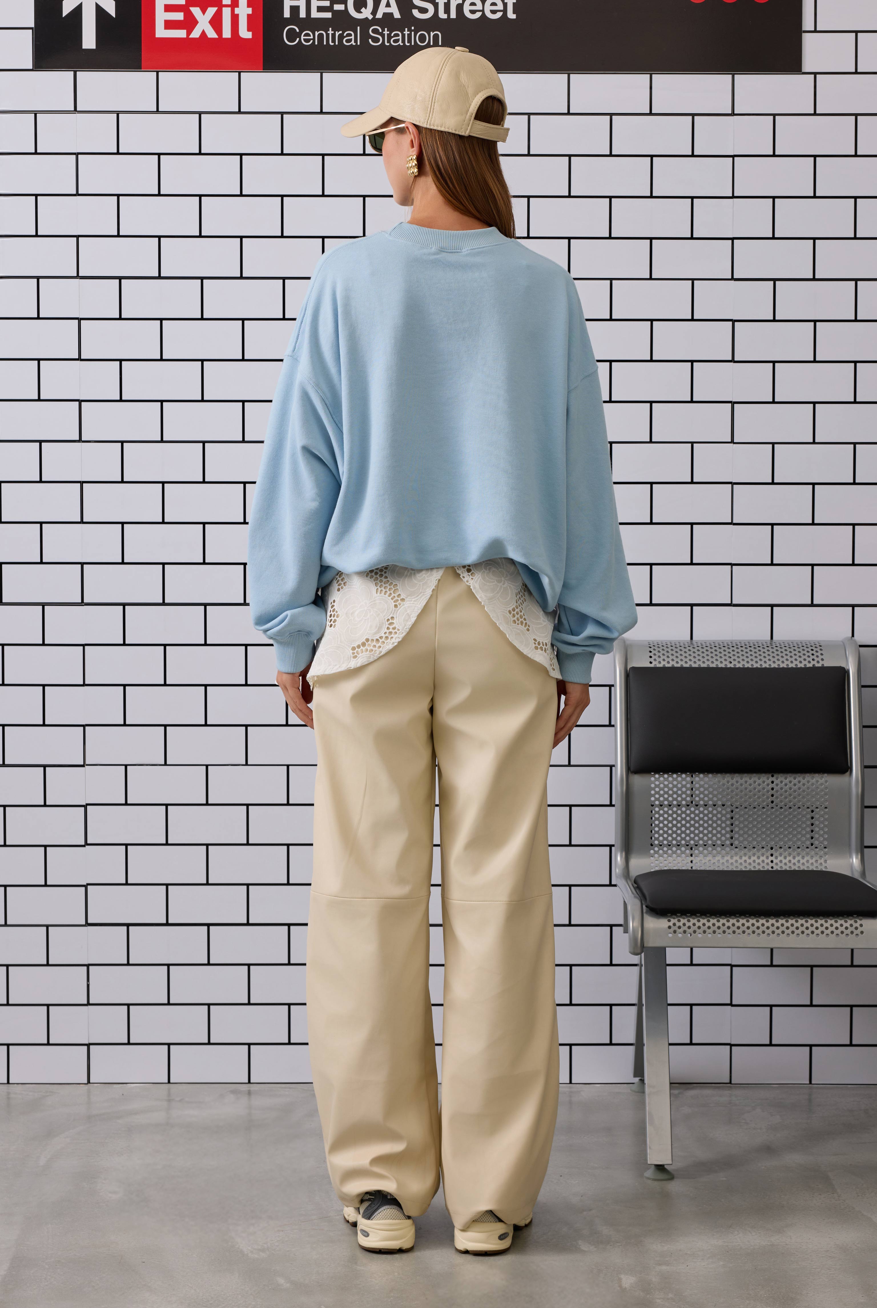 Embroidered Sweatshirt Baby Blue - 6