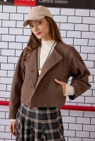 Cotton Double Breasted Jacket Dusty Brown 