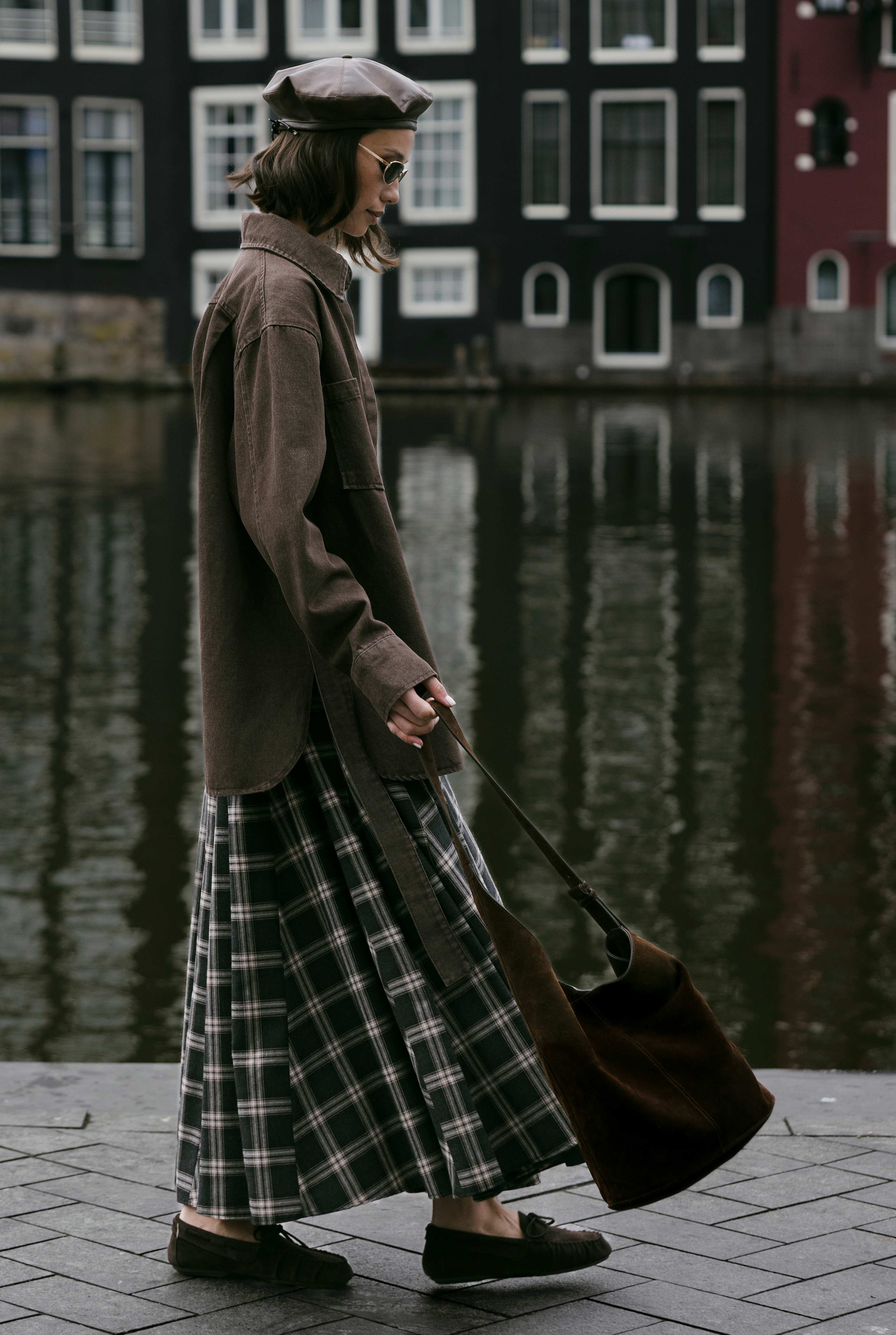 Ruffled Plaid Skirt Anthracite - 1