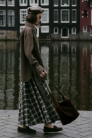 Ruffled Plaid Skirt Anthracite 