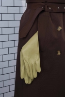 100% Leather Long Gloves Light Sage Green 