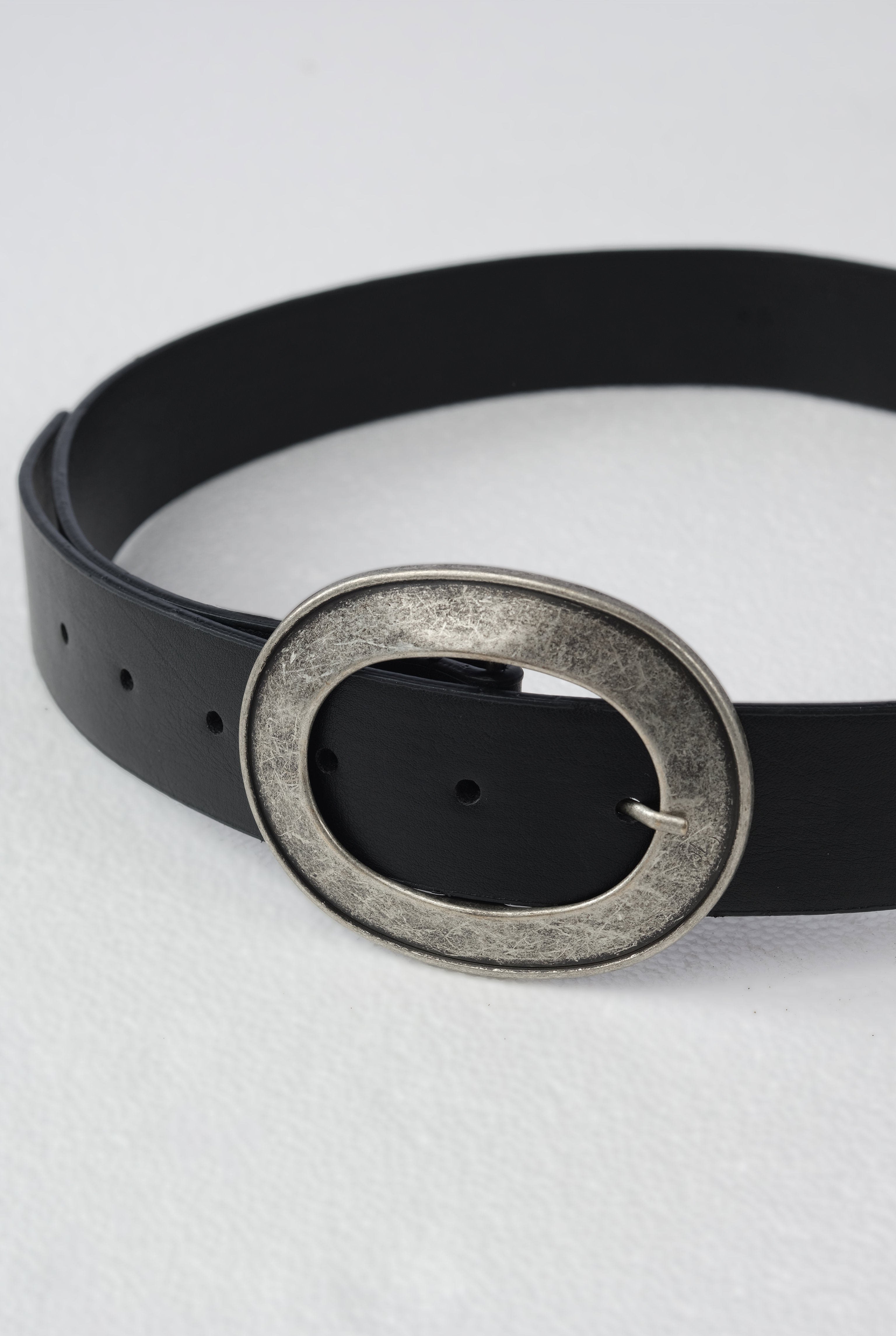Belt With Metal Ring Buckle Black - 3