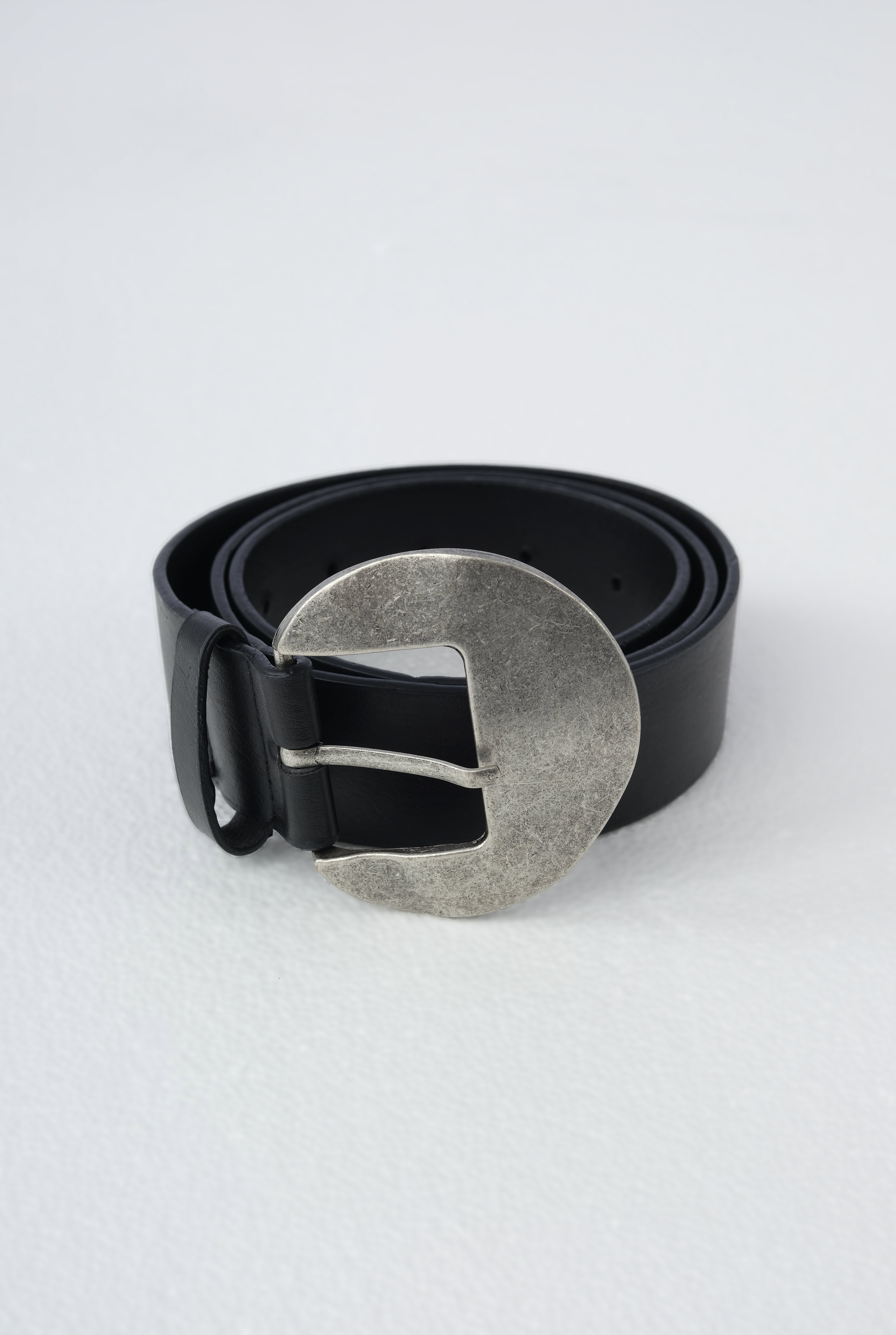 Belt With Oval Metal Buckle Black - 4