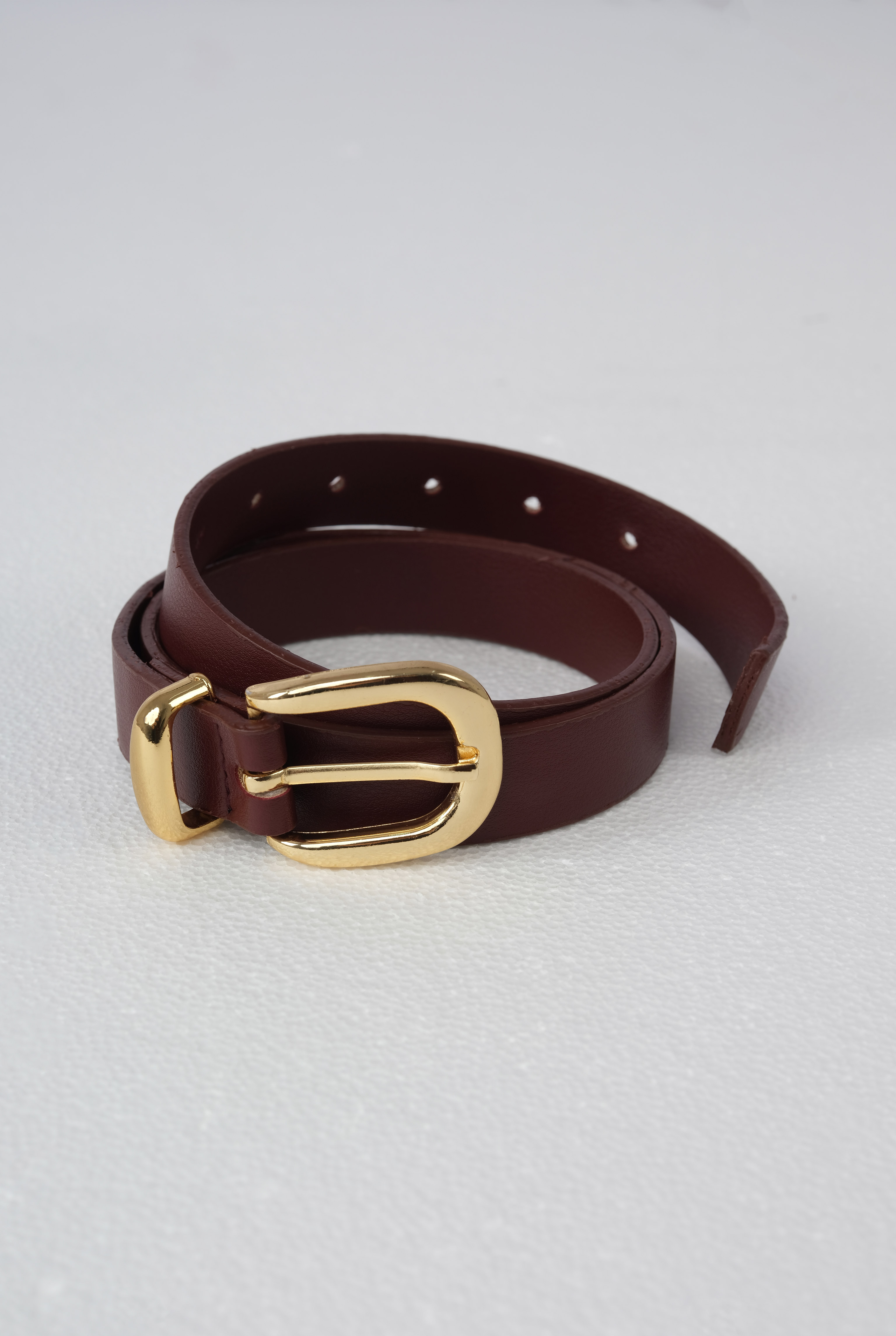 Belt With Gold Buckle Bordeaux - 2