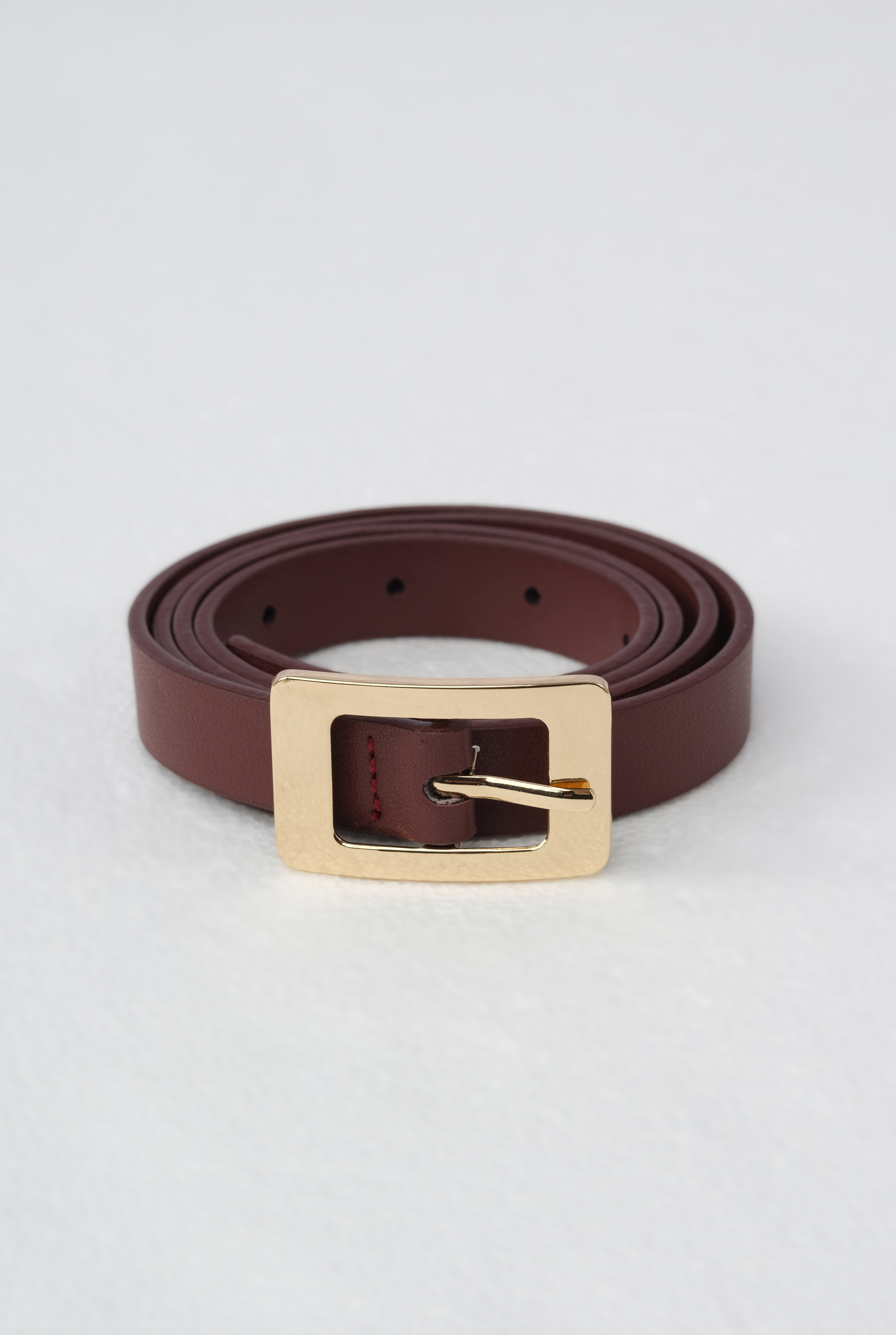Belt With Gold Square Buckle Bordeaux - 2