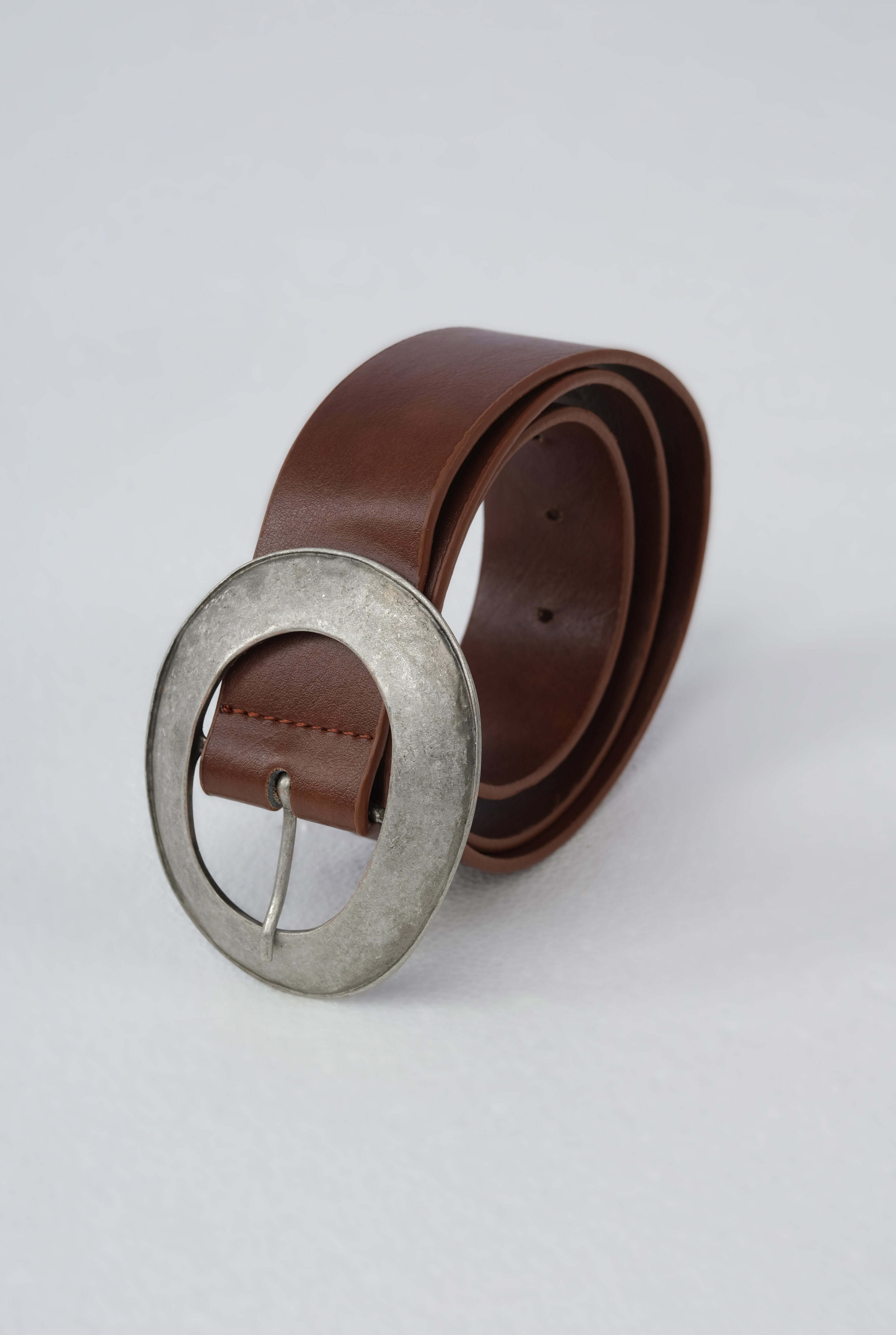Belt With Metal Ring Buckle Tan - 2