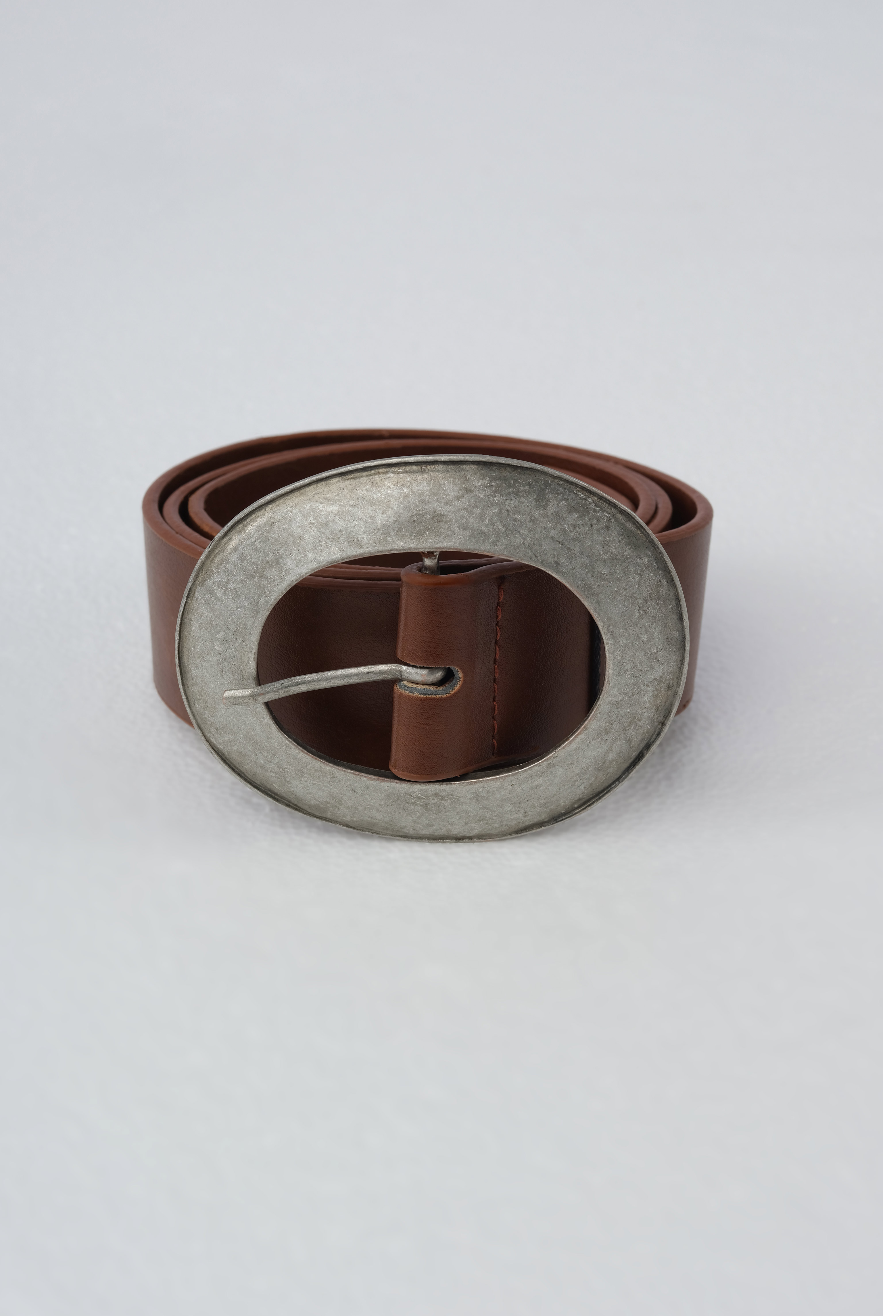 Belt With Metal Ring Buckle Tan - 3