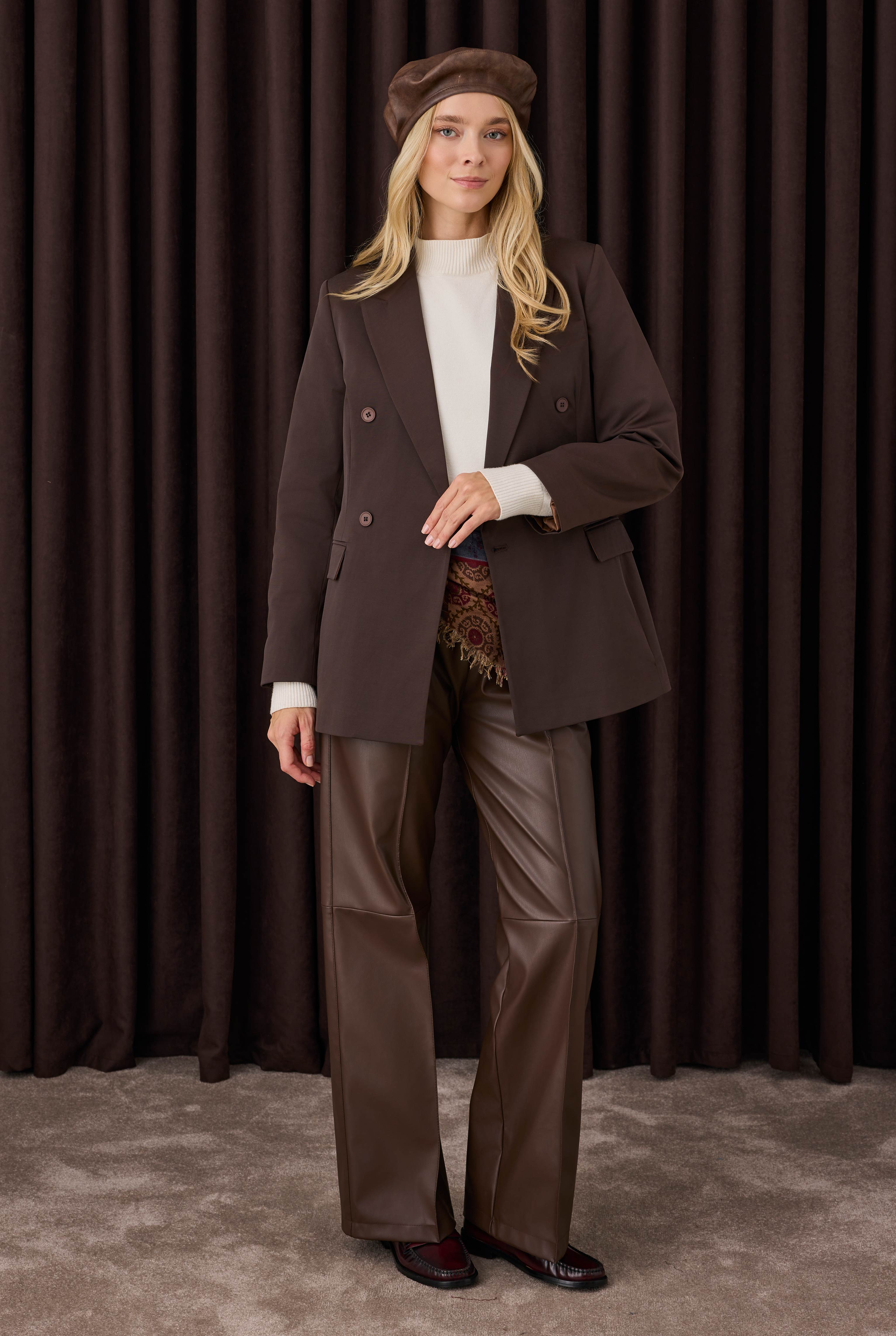 Waist-cinching Jacket Dark Brown - 2