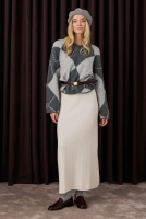 Textured Knitwear Skirt Ecru 
