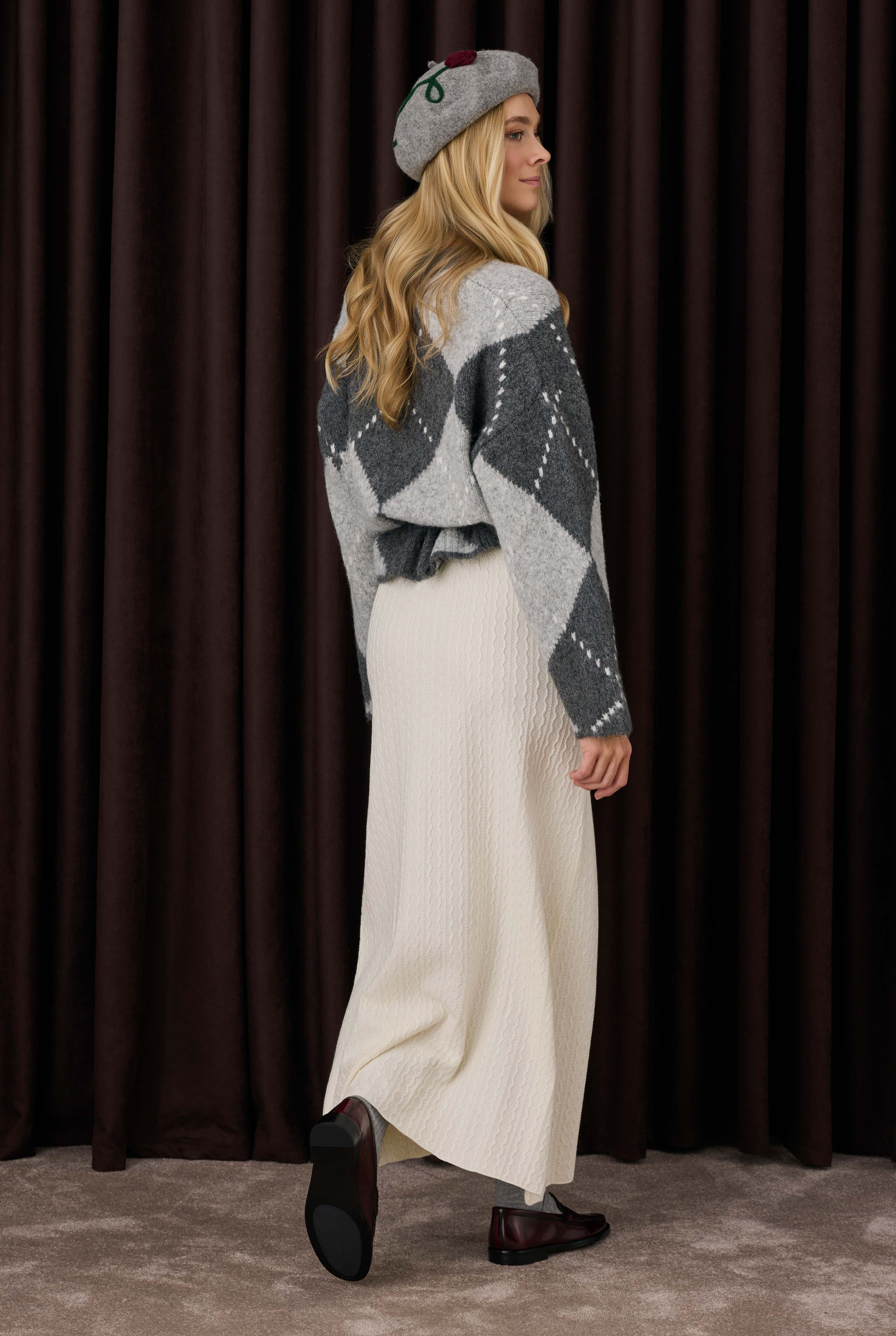 Textured Knitwear Skirt Ecru - 3
