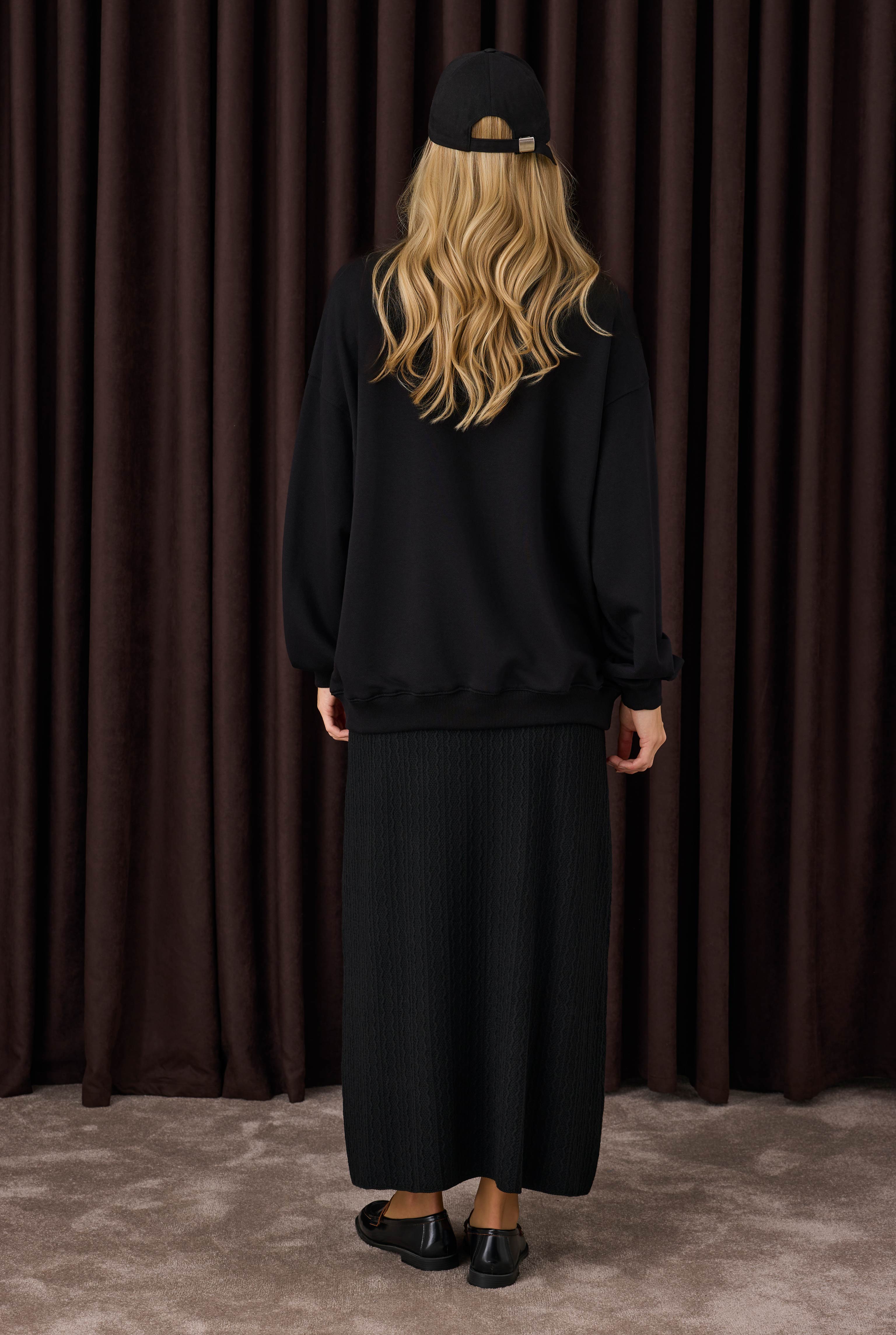 Textured Knitwear Skirt Black - 4