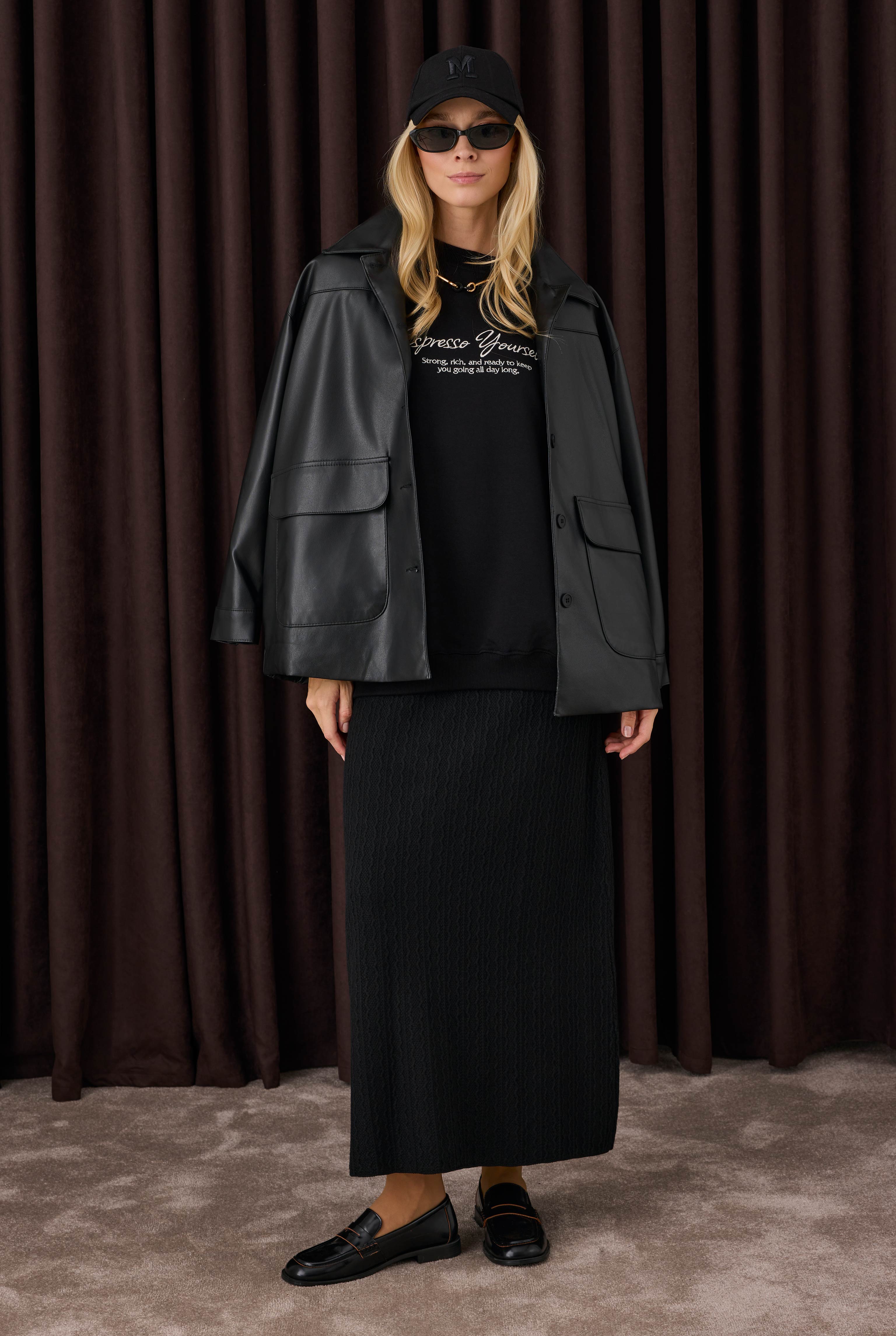 Textured Knitwear Skirt Black - 6