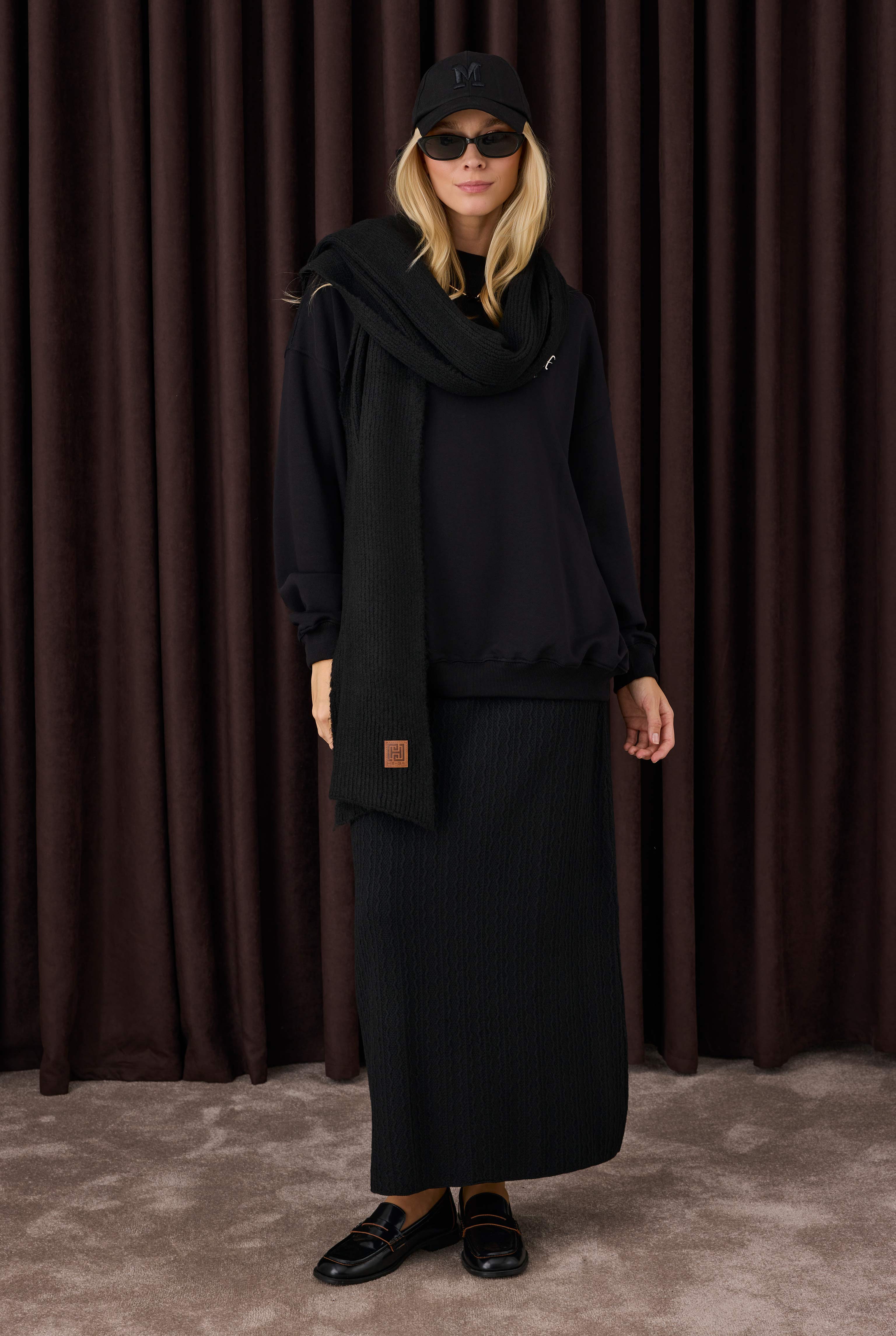 Textured Knitwear Skirt Black - 2