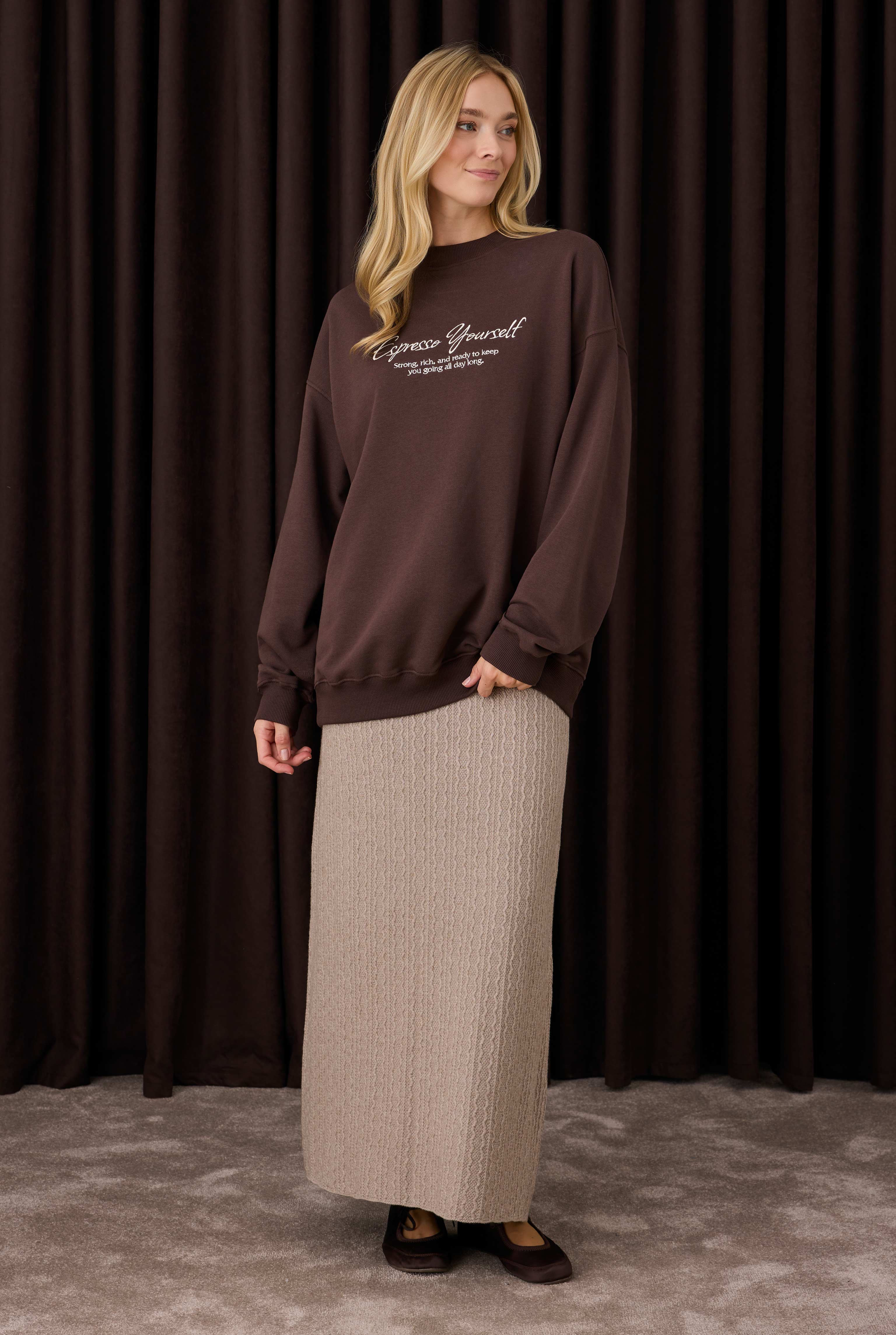 Textured Knitwear Skirt Mink - 2