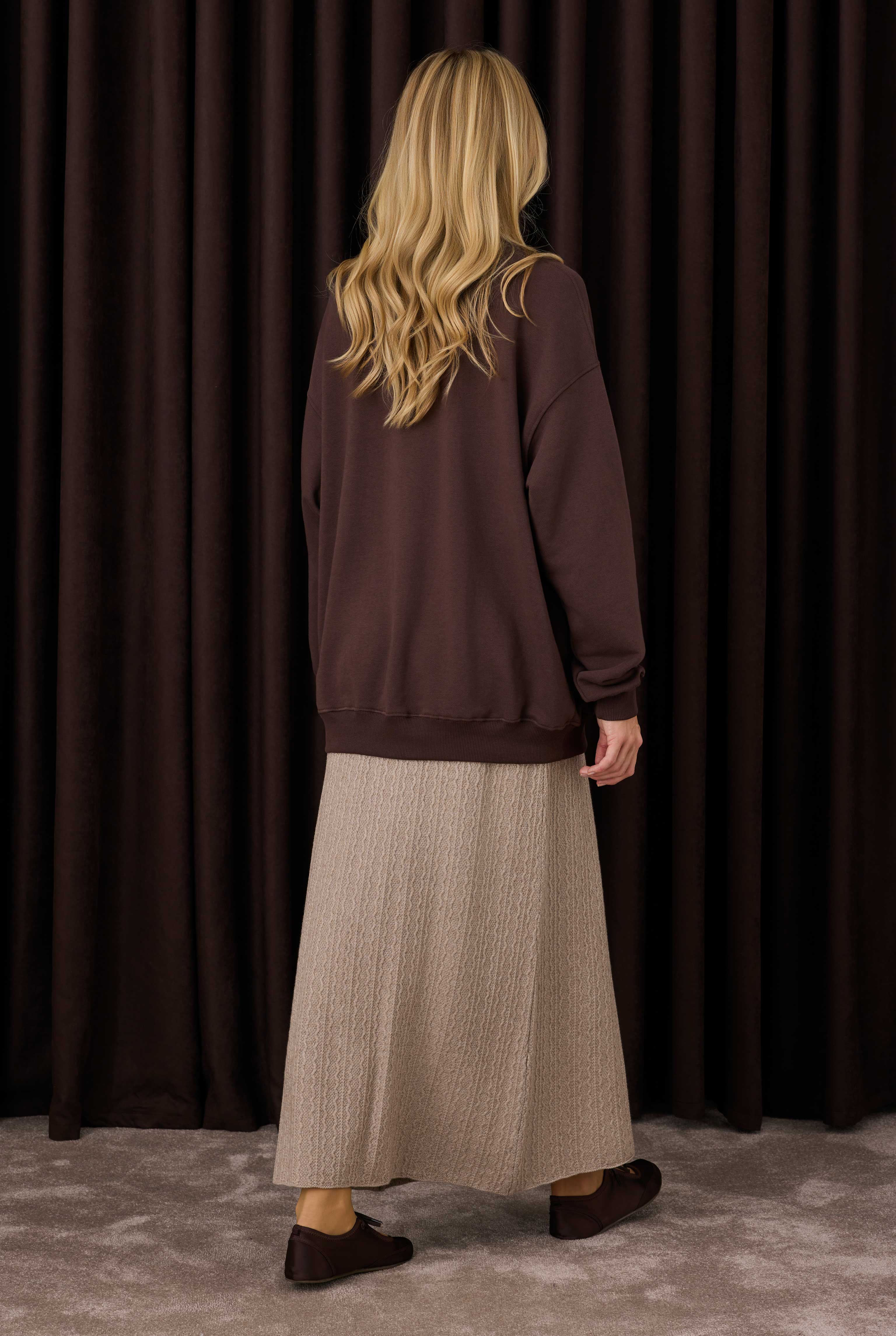 Textured Knitwear Skirt Mink - 4
