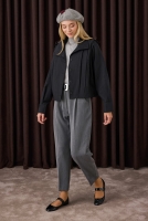 Pleated Short Jacket Black 
