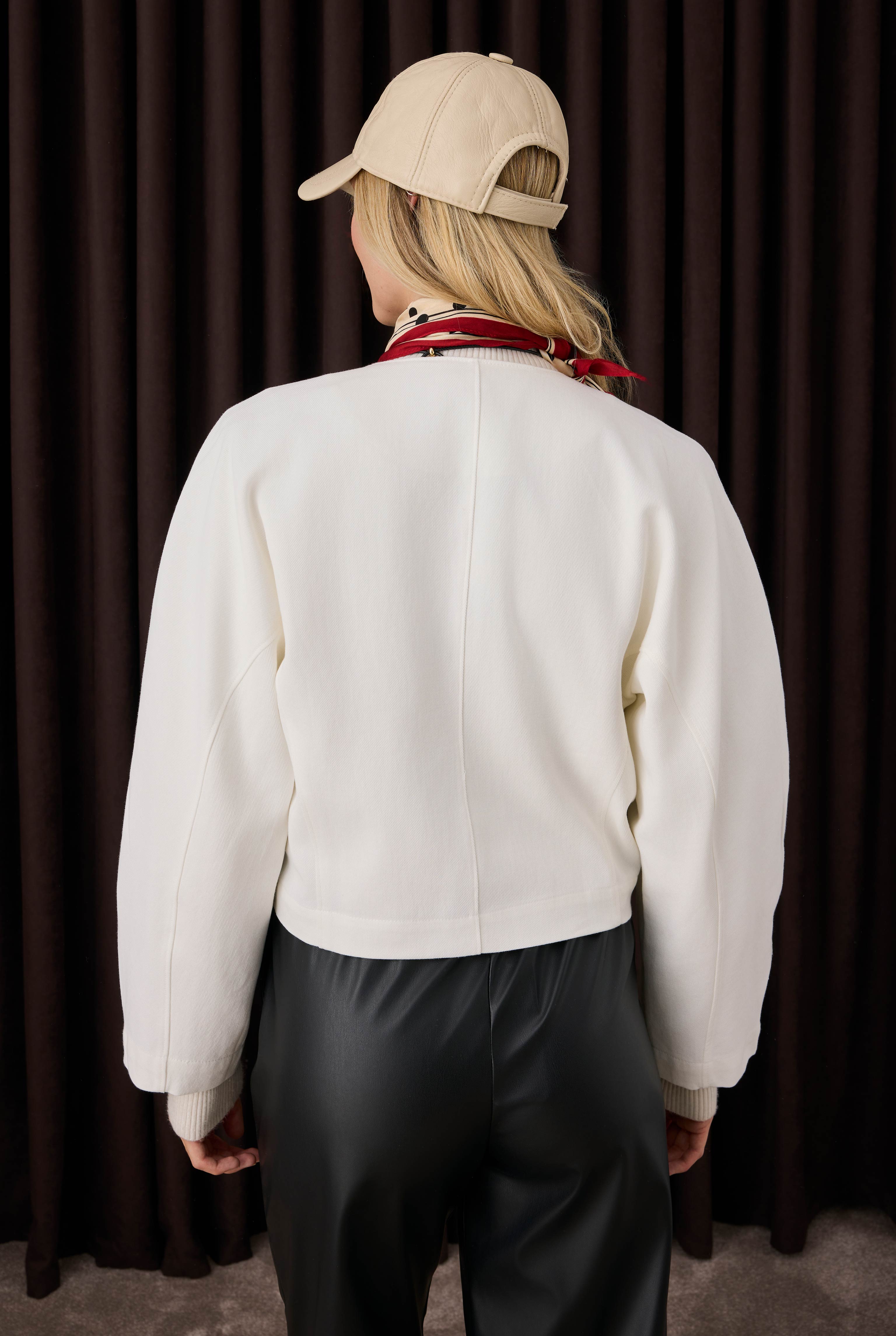 Cotton Double Breasted Jacket Ecru - 3