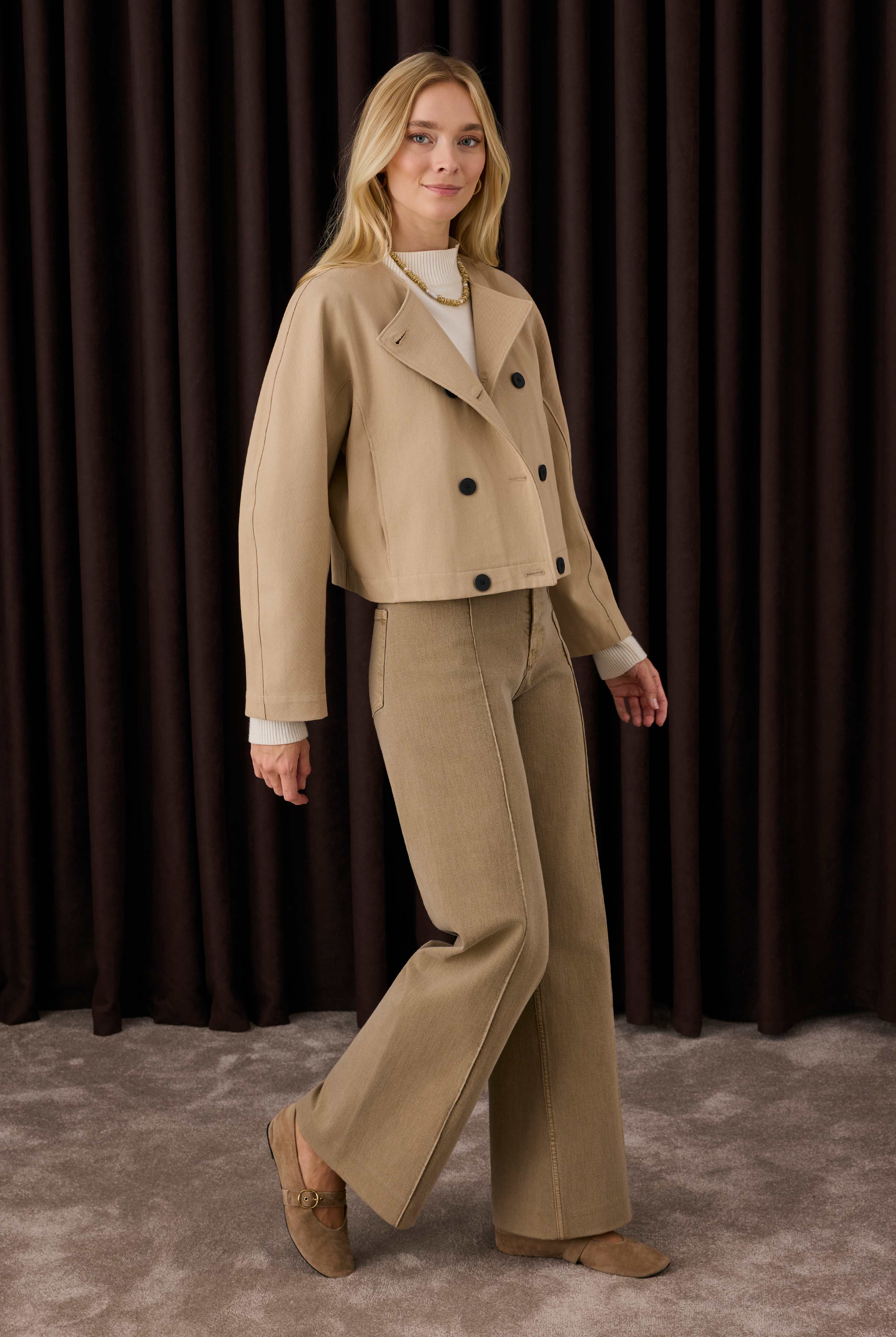 Cotton Double Breasted Jacket Matt Mink - 3