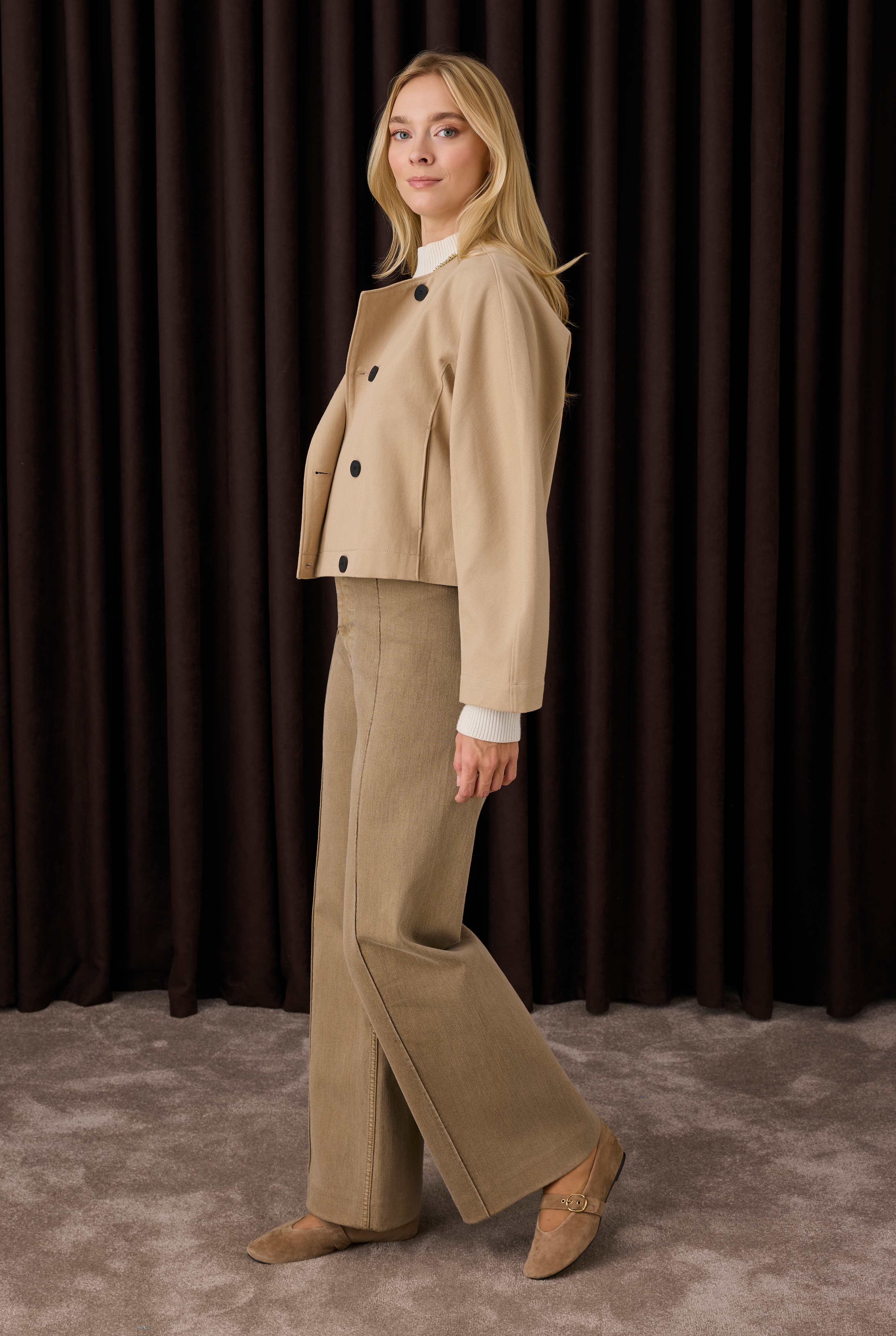 Cotton Double Breasted Jacket Matt Mink - 4